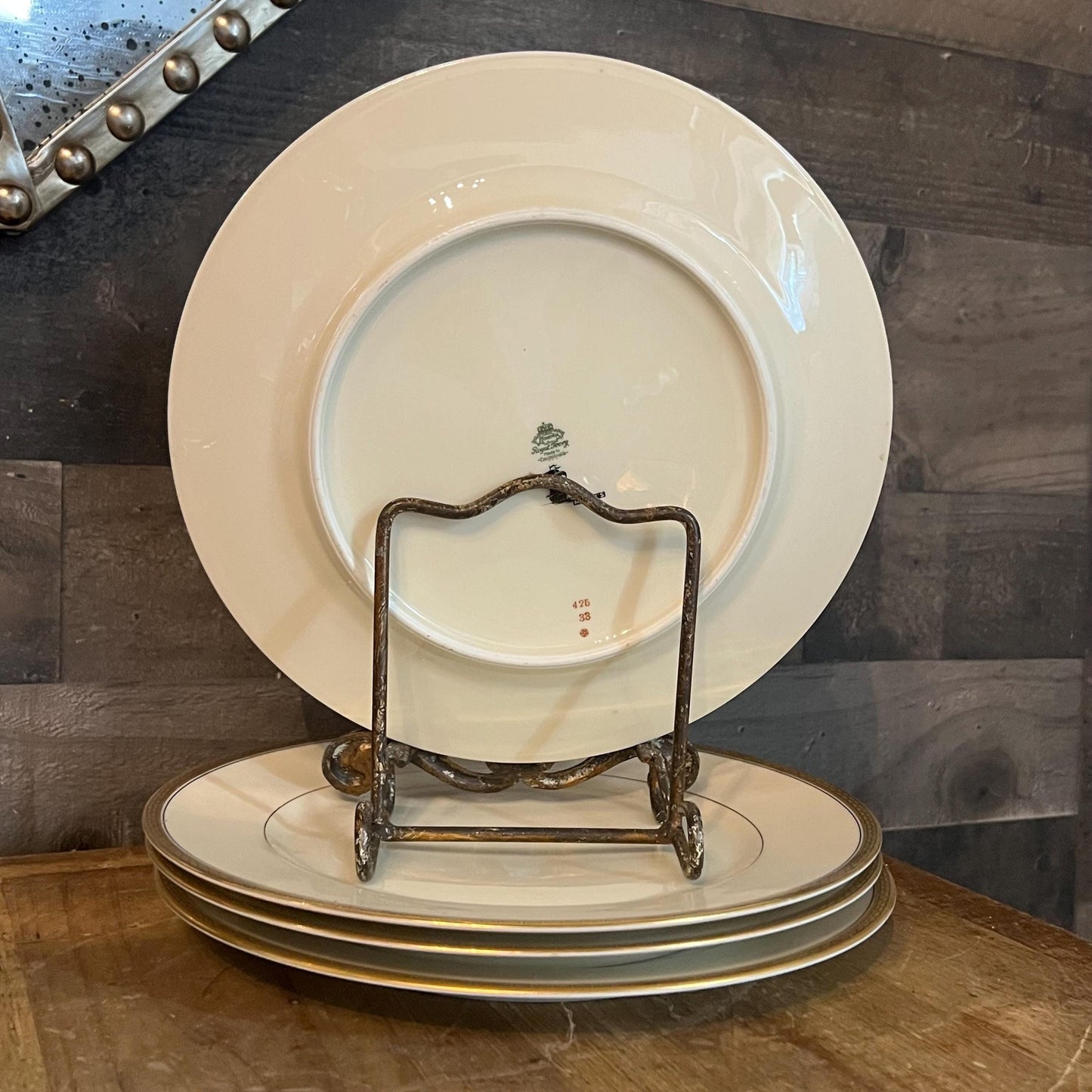 Bohemia Royal Ivory Greek Gold Key Rim Dinner Plates - Set of 4