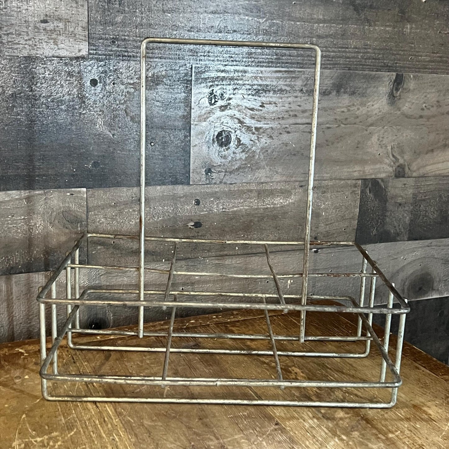 Vintage Metal Bottle Carrier - Milk Carrier - Metal Handled Crate