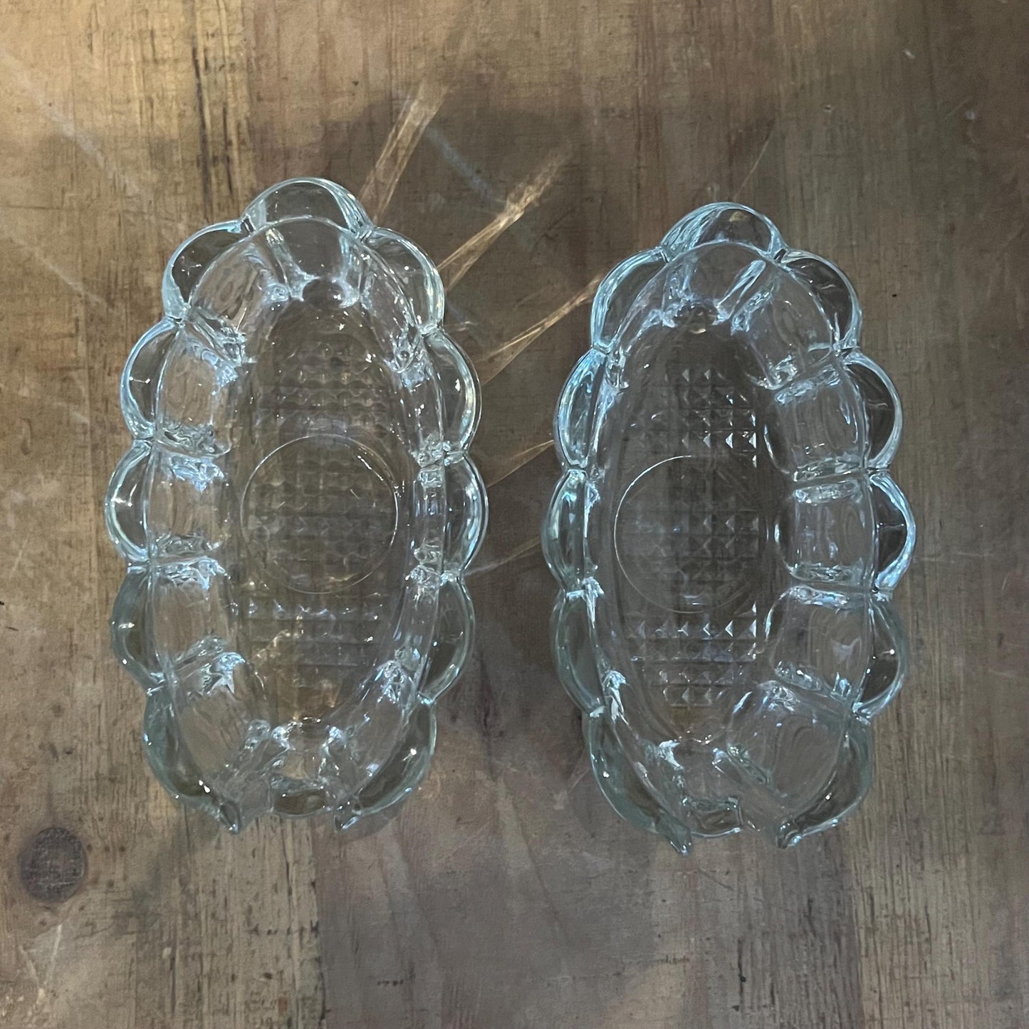 Princess House Crystal Pair of Scallop Rim Spoon Holder - Utensil Rest