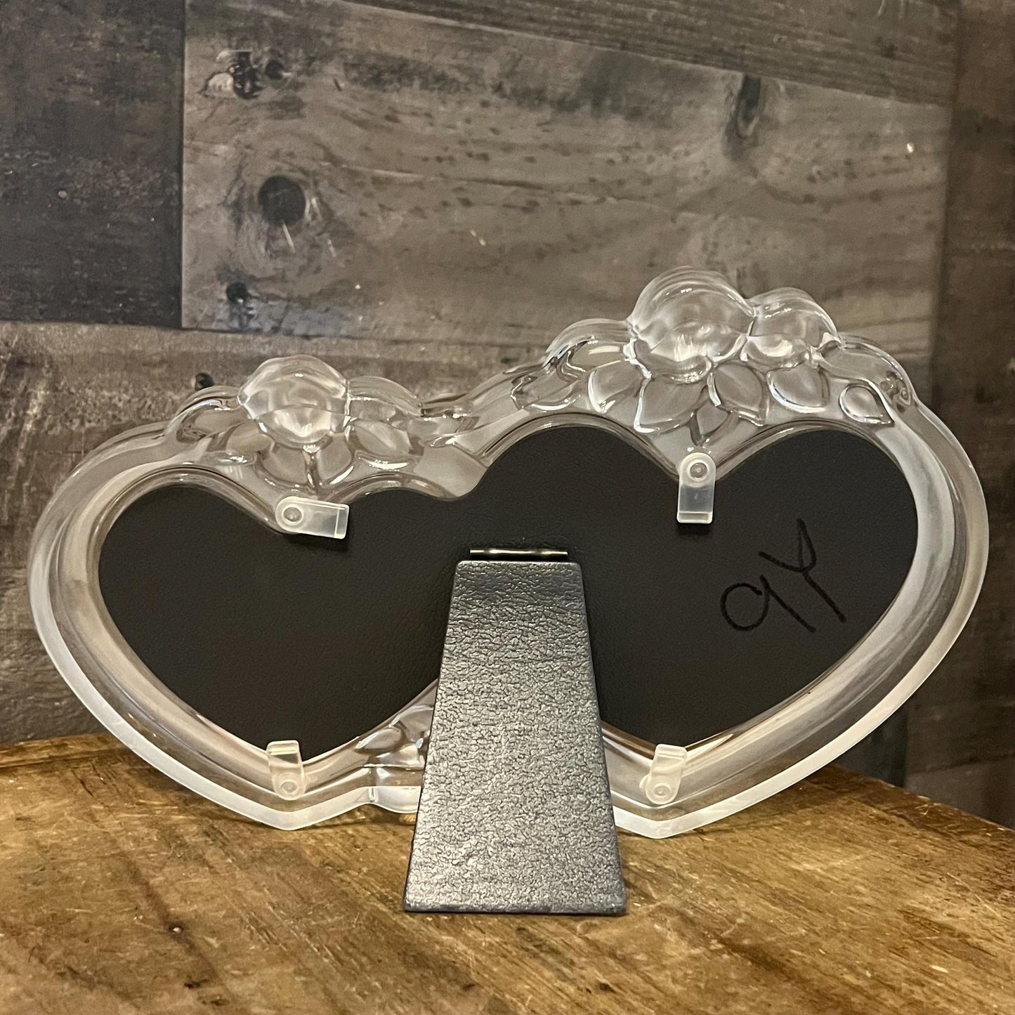 Mikasa Crystal Rosemont Frosted Glass Double Heart Picture Frame