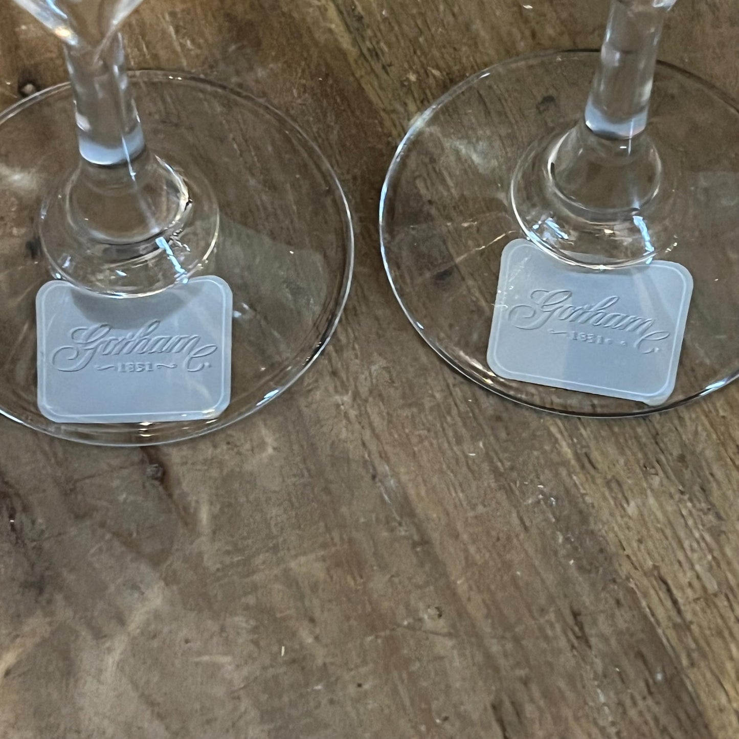 Gorham Crystal Heart Stem Amore Toasting Champagne Flutes - Pair
