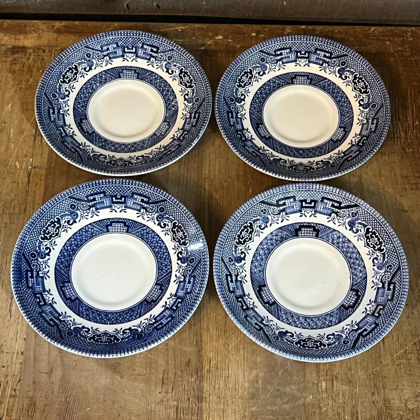 Churchill England Blue Willow Saucers - Blue and White Small Plates