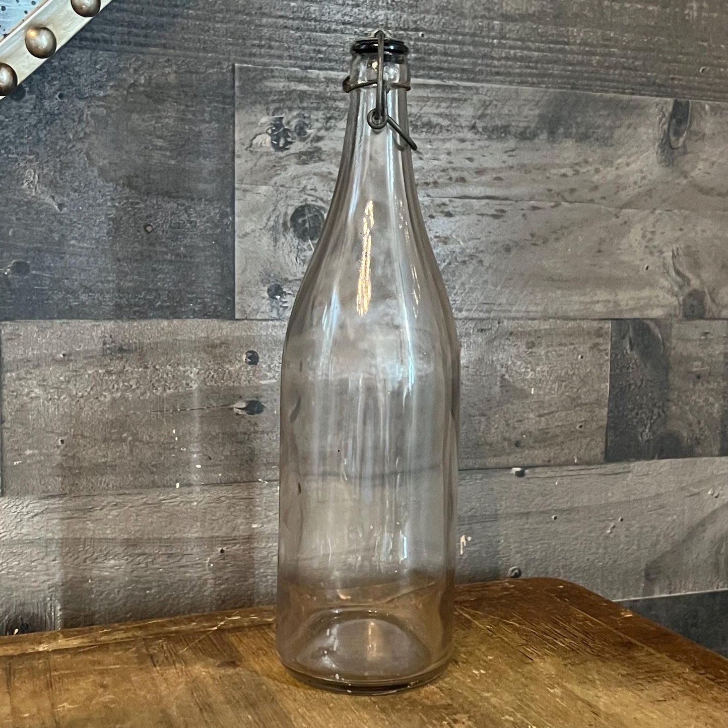 Vintage Clear Glass Wire Bail Stopper Bottle