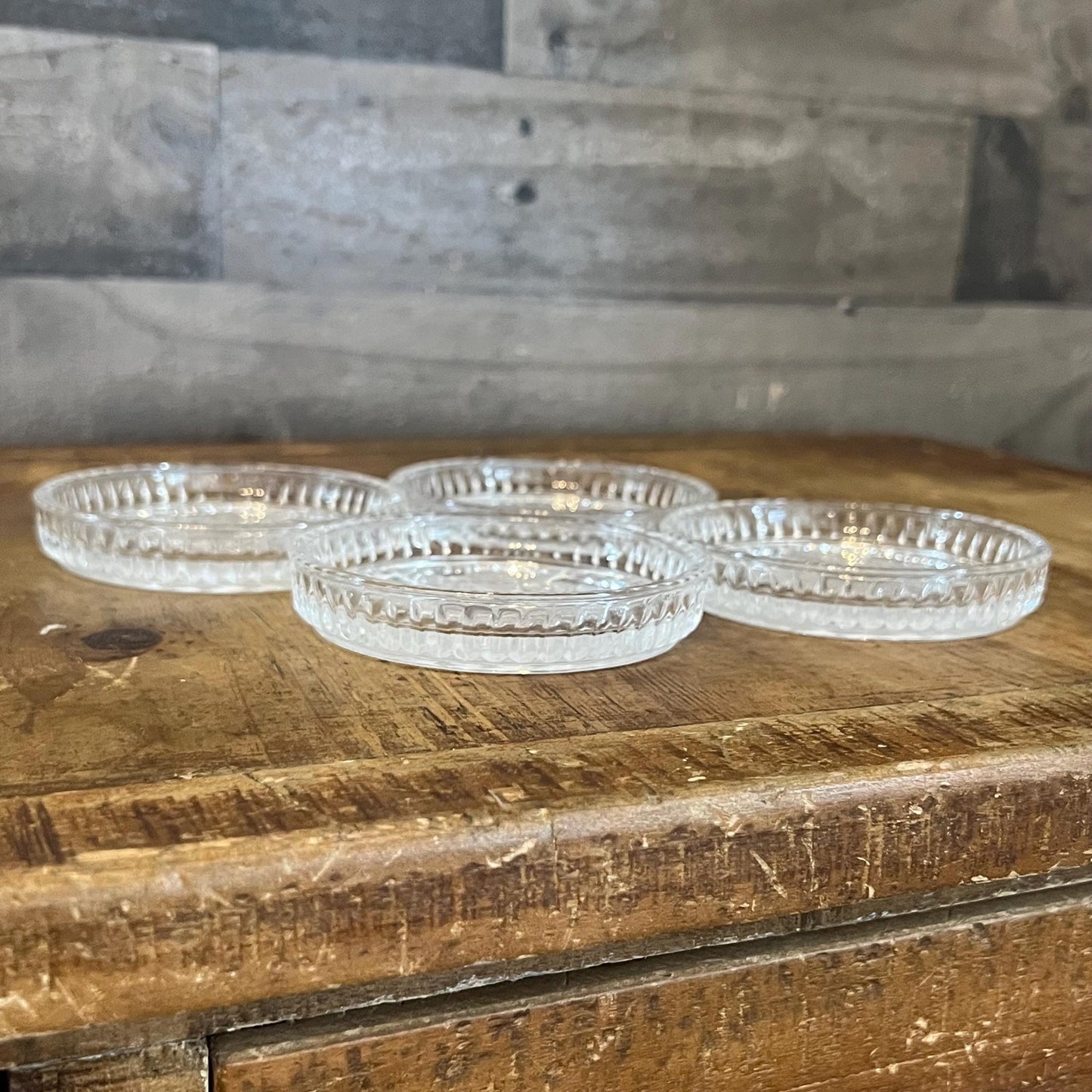 Vintage St. George Crystal Christmas Wreath Coasters - Set of 4