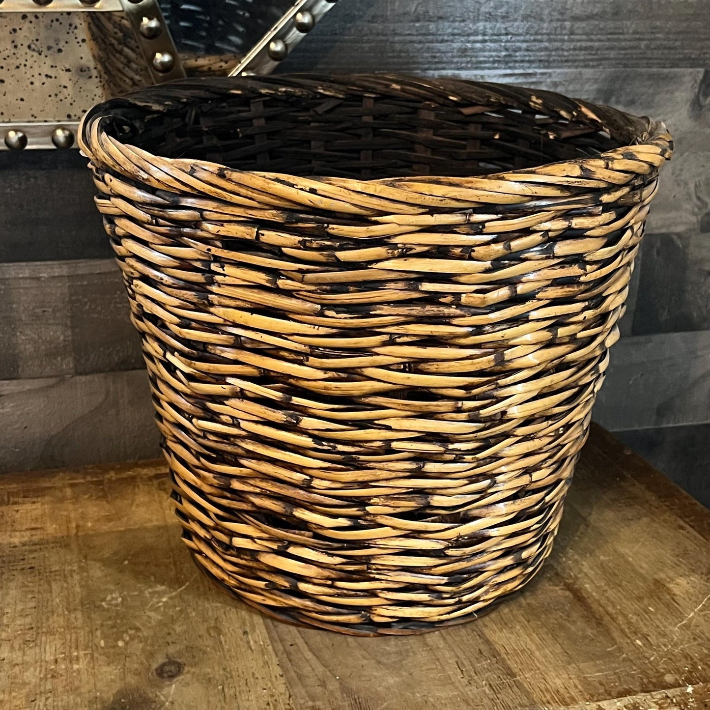 Vintage Woven Wicker Basket - Planter Basket - Laundry Basket - Blanket Basket - Shoe Basket - Towel Basket