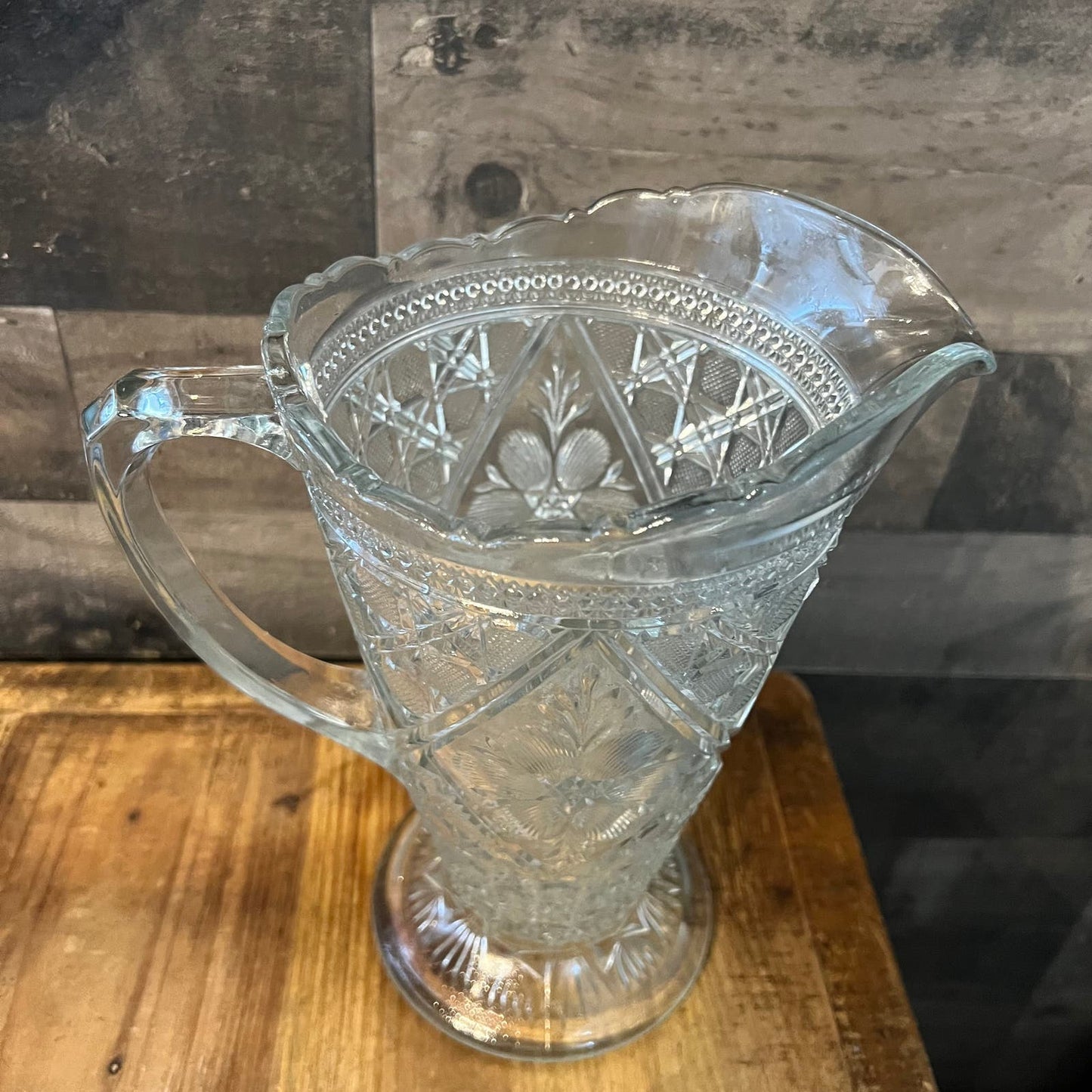 Vintage Rayed Flower EAPG Pitcher