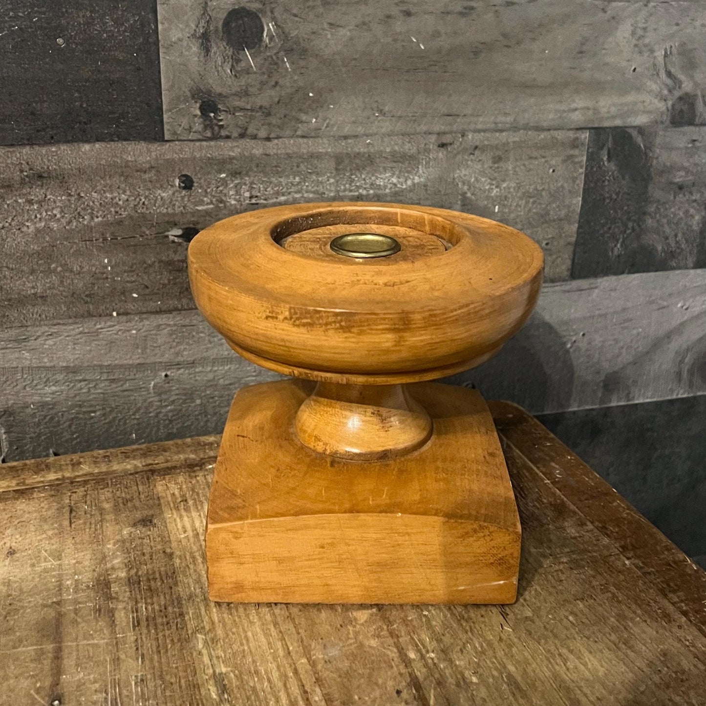 Vintage Wooden Pedestal Candlestick Holder
