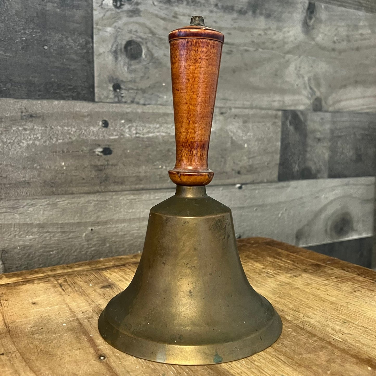 Vintage Brass Wooden Handle School Bell - Hand Bell