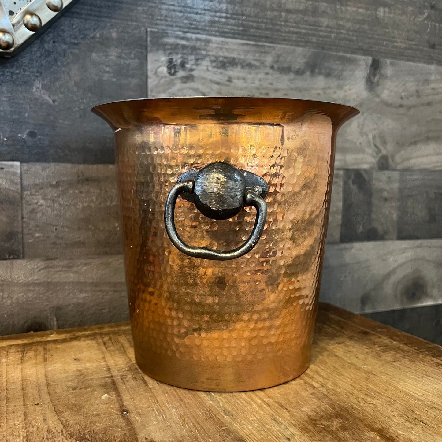 Vintage Hammered Copper Handled Ice Bucket - Champagne Chiller