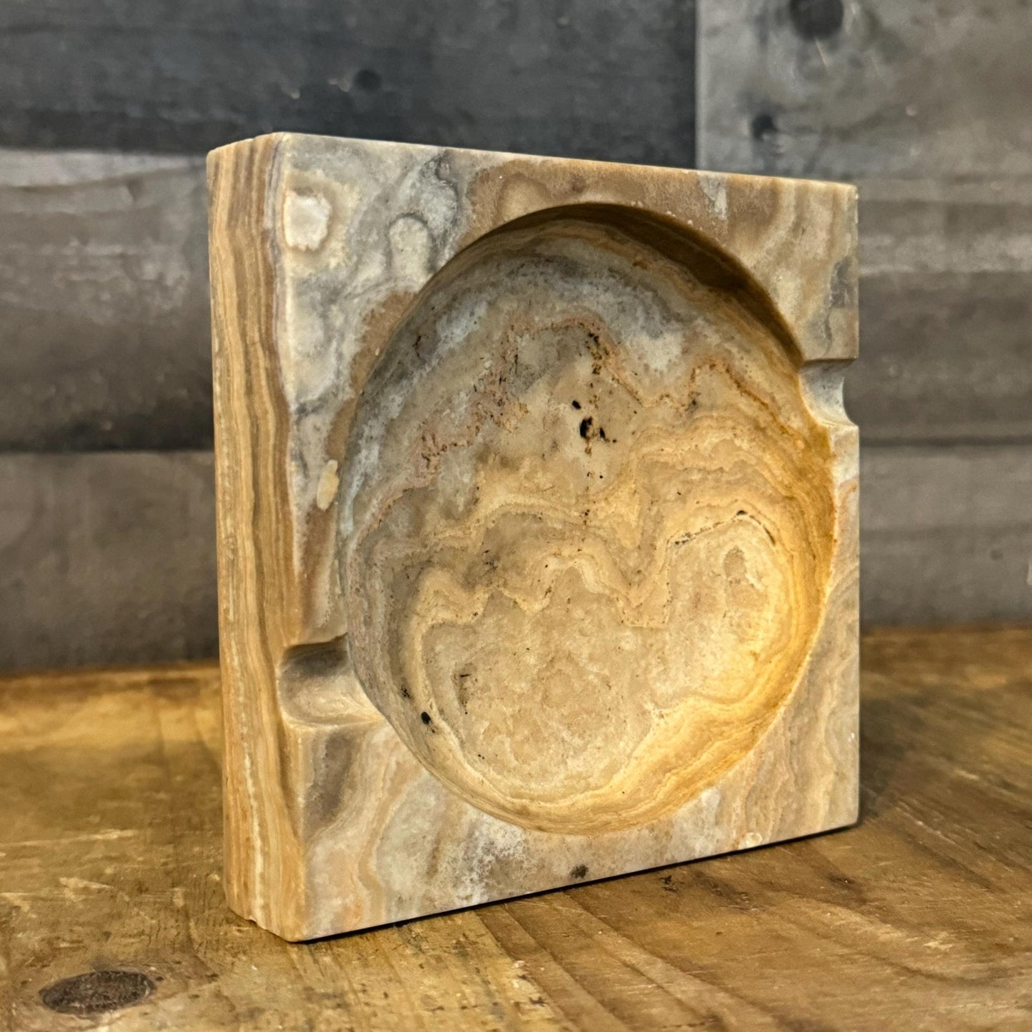 Vintage Onyx Marble 2 Slot Ashtray