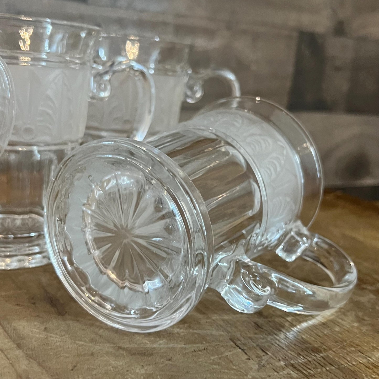 Vintage Set of 4 Crystal Clear Industries Athens Mugs - Coffee Mugs - Irish Coffee Glasses