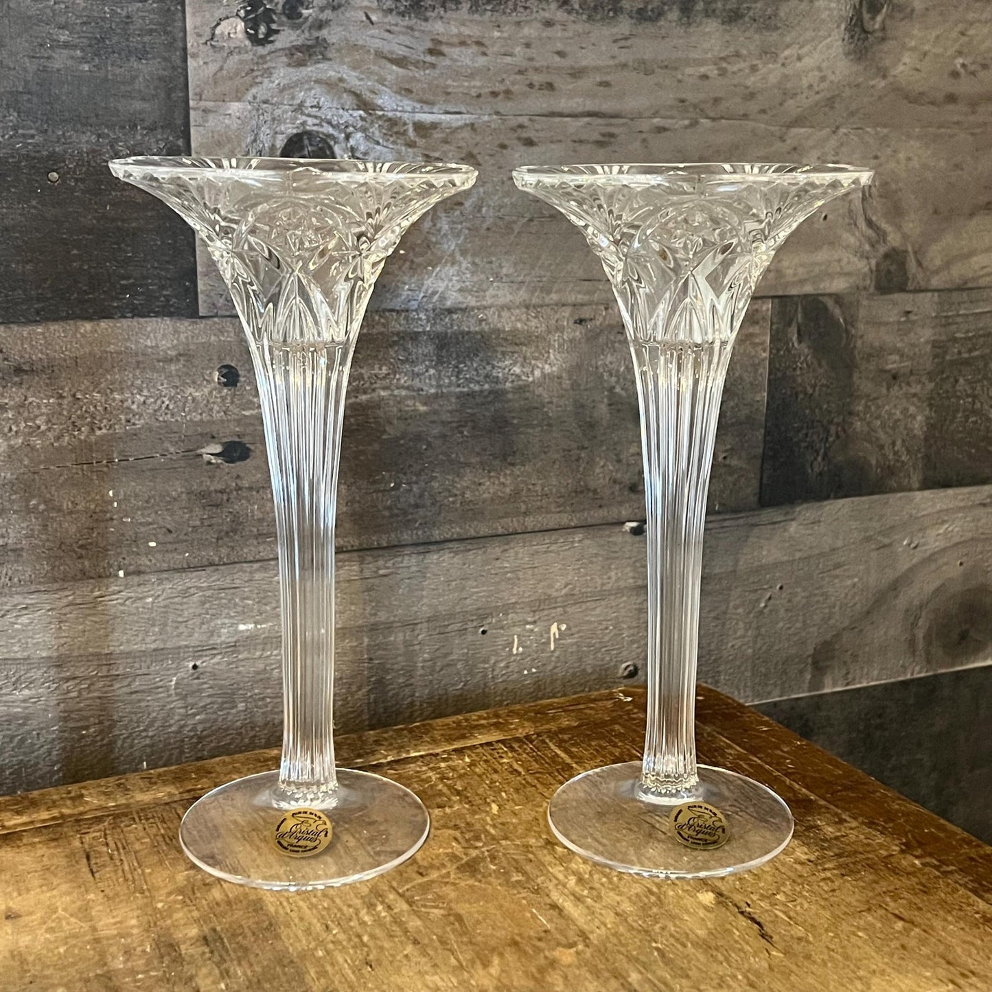 Cristal D’Aqrues Vincennes Crystal Candlestick Holders - Pair