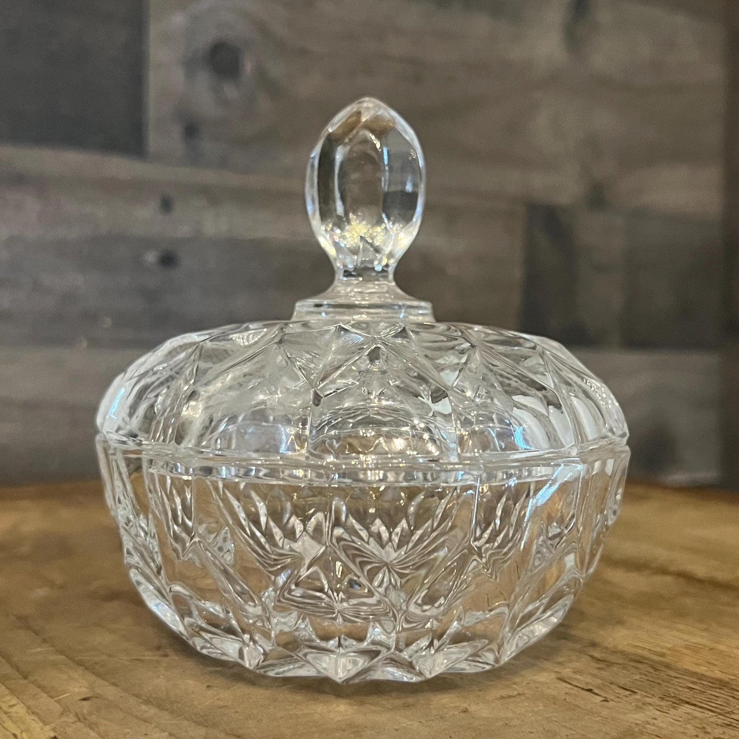 Vintage Crystal Lidded Trinket Dish