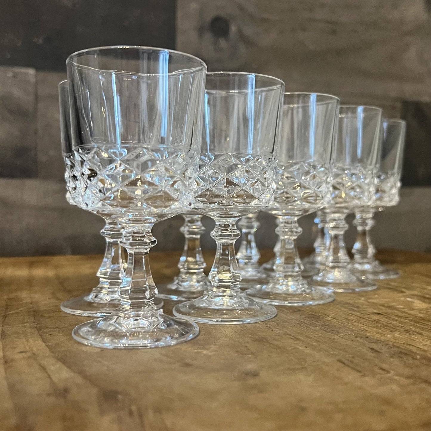 Cristal D’Arques-Durand Diamond Pattern Cordial Glasses - Set of 10