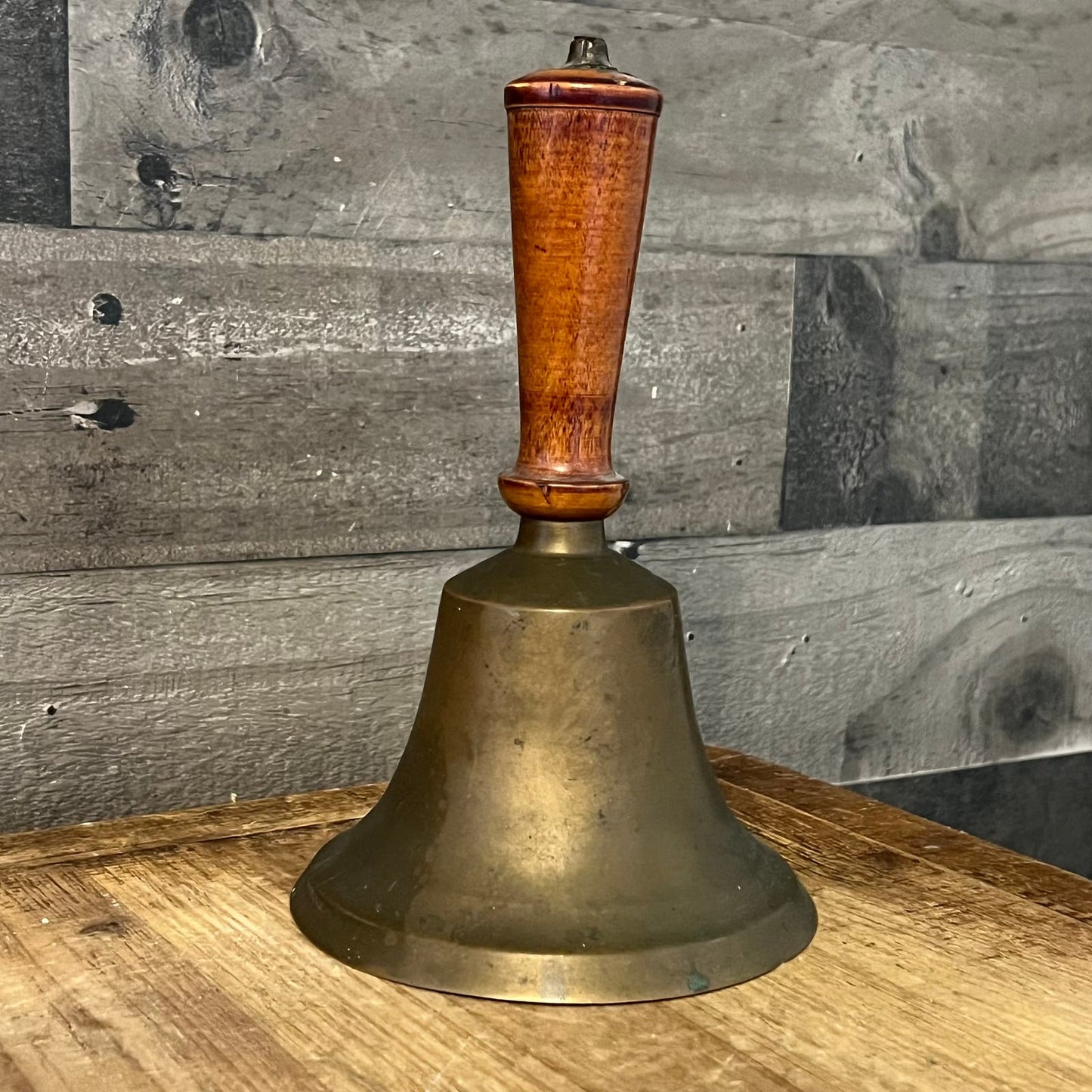 Vintage Brass Wooden Handle School Bell - Hand Bell