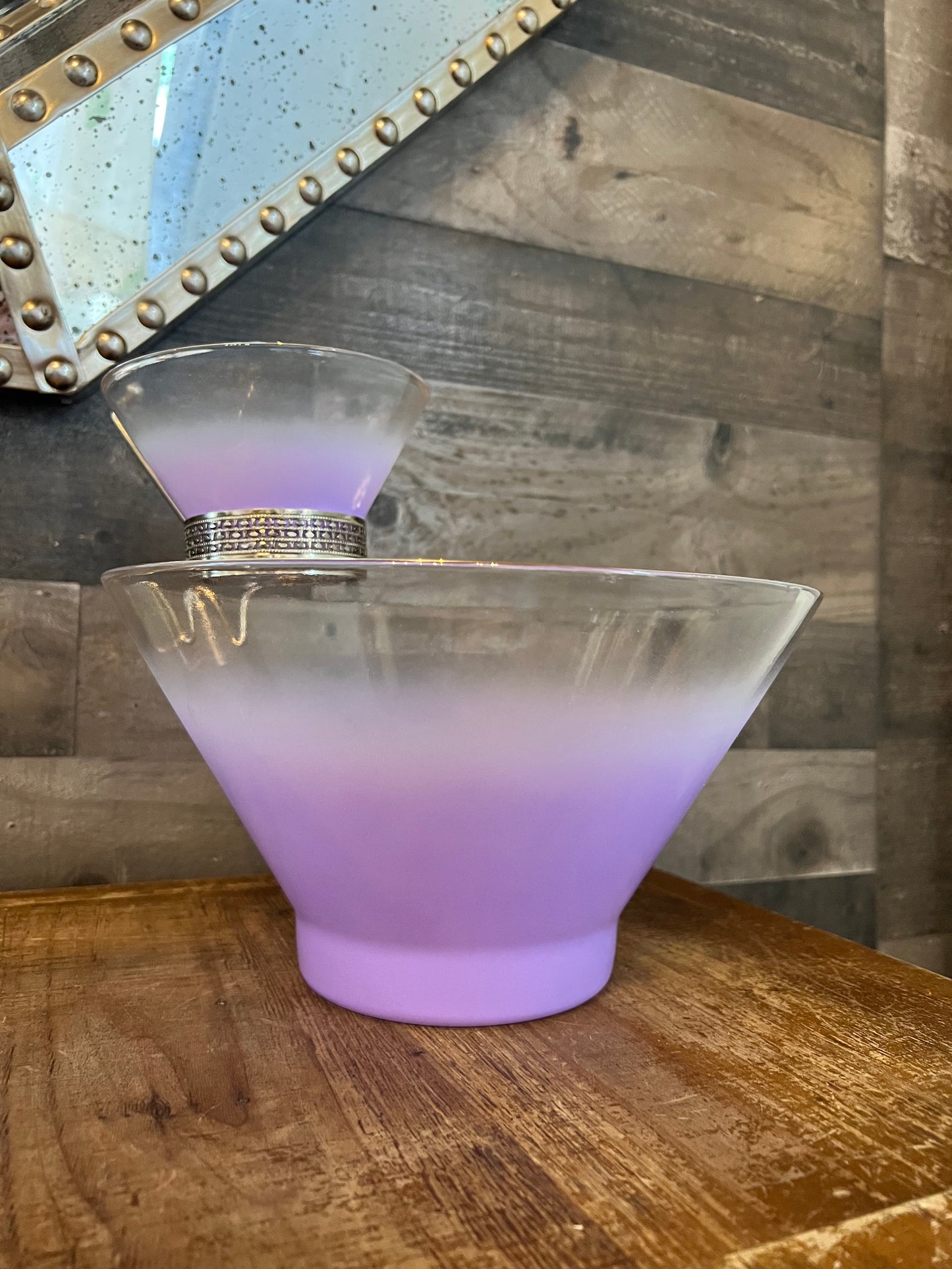 Vintage Blendo glass purple chip and dip bowl