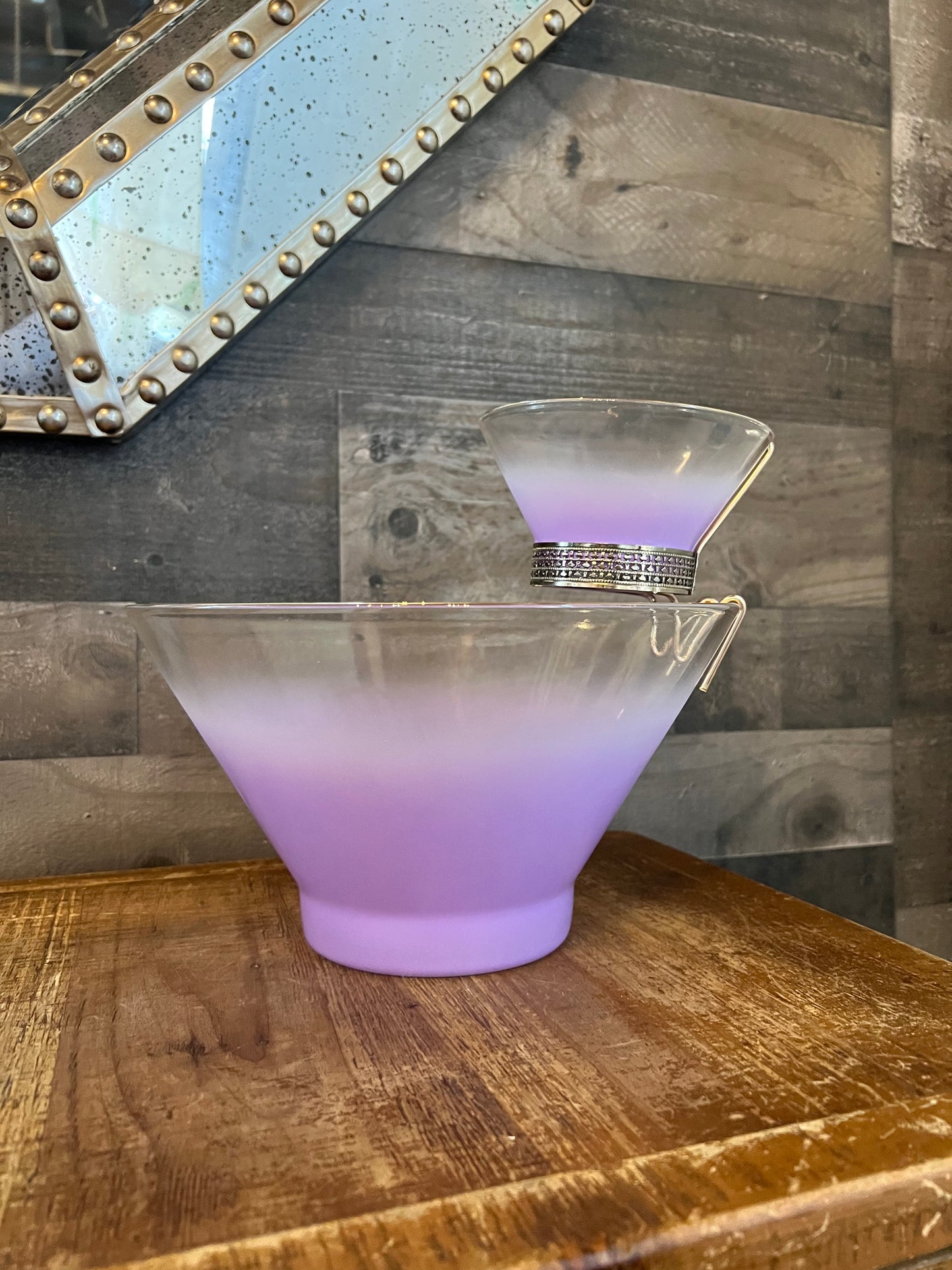 Vintage Blendo glass purple chip and dip bowl