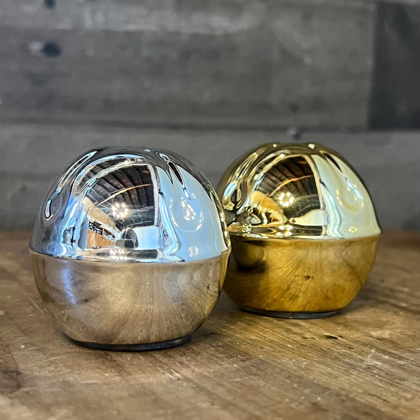 Vintage Hallmark Silver and Gold Jingle Bells Salt and Pepper Shakers