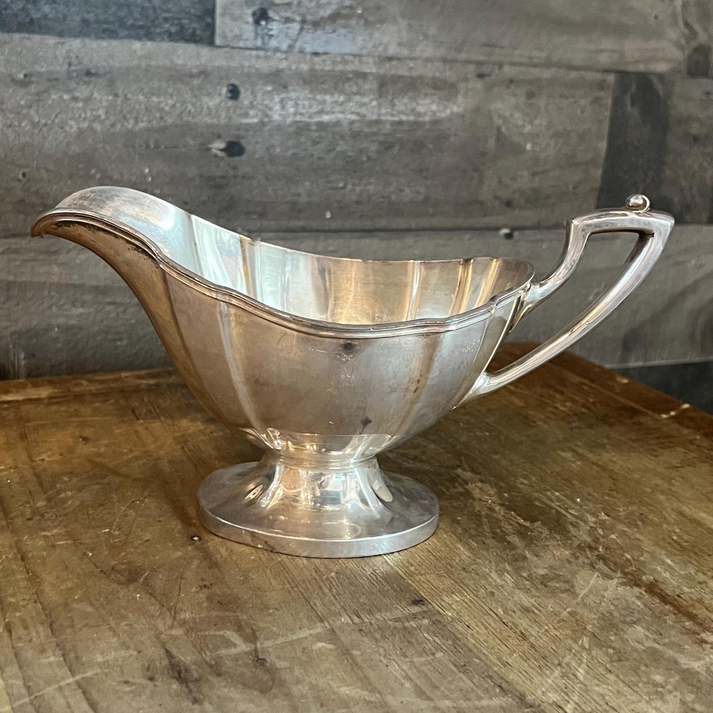 Vintage Silverplated Pedestal Gravy Boat - Sauce Server