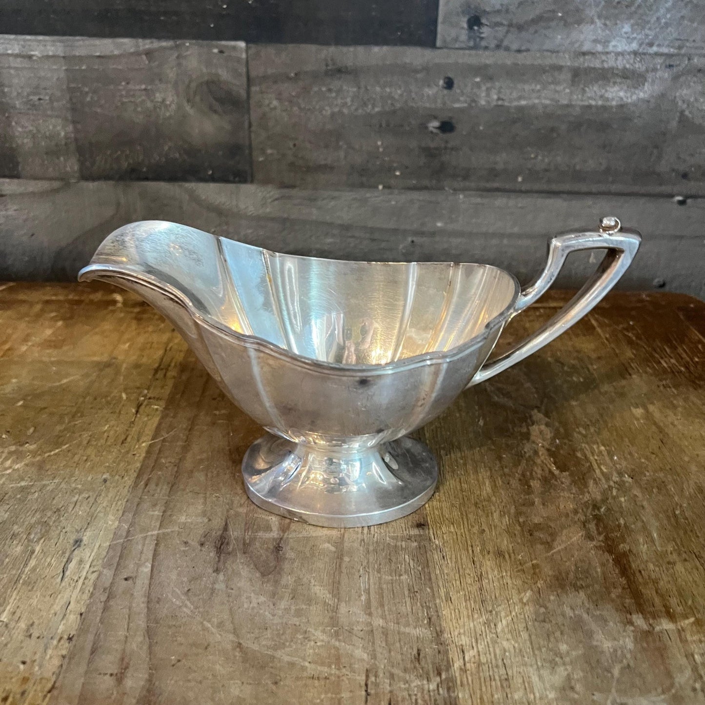 Vintage Silverplated Pedestal Gravy Boat - Sauce Server