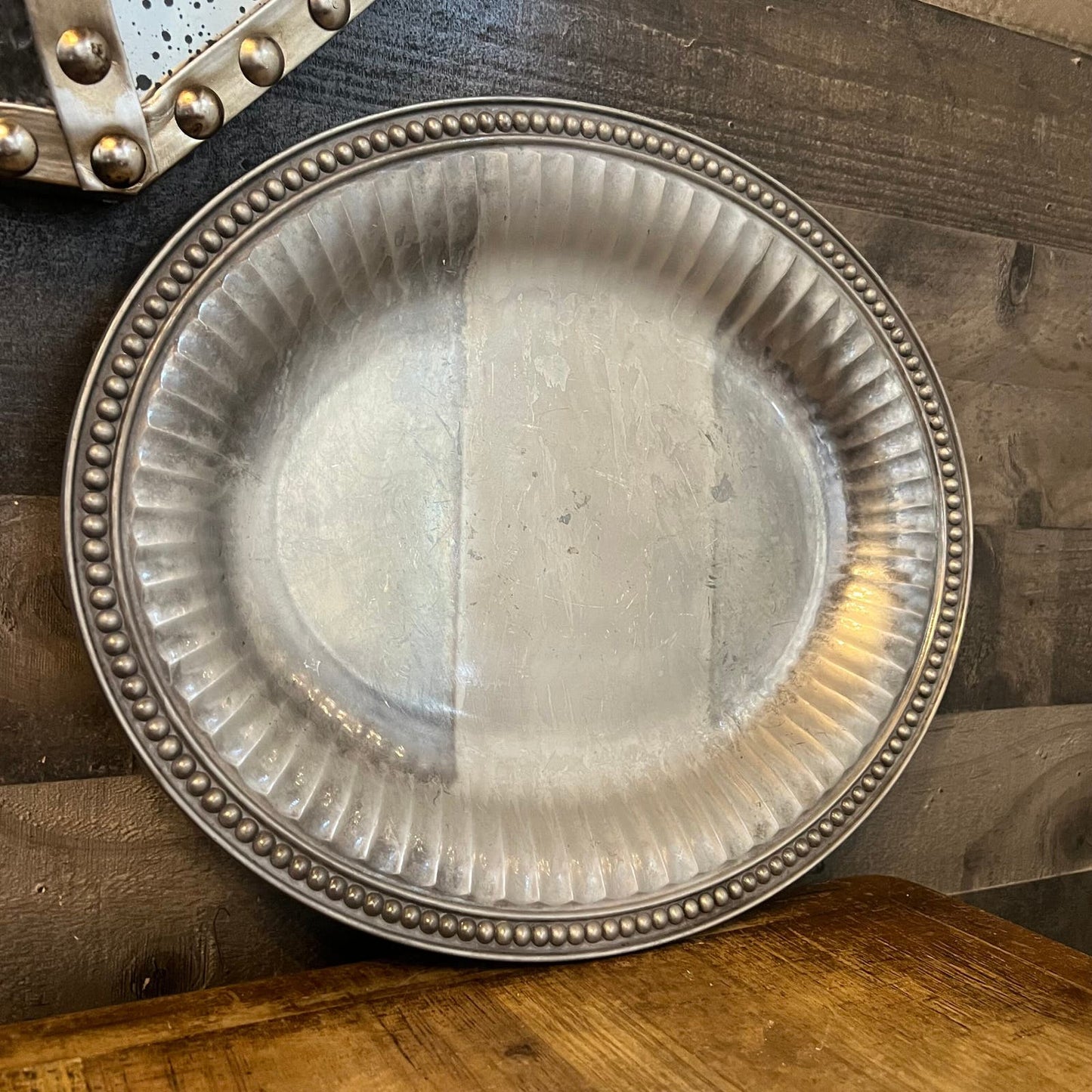 Wilton Armetale Flutes and Pearls Oval Serving Tray