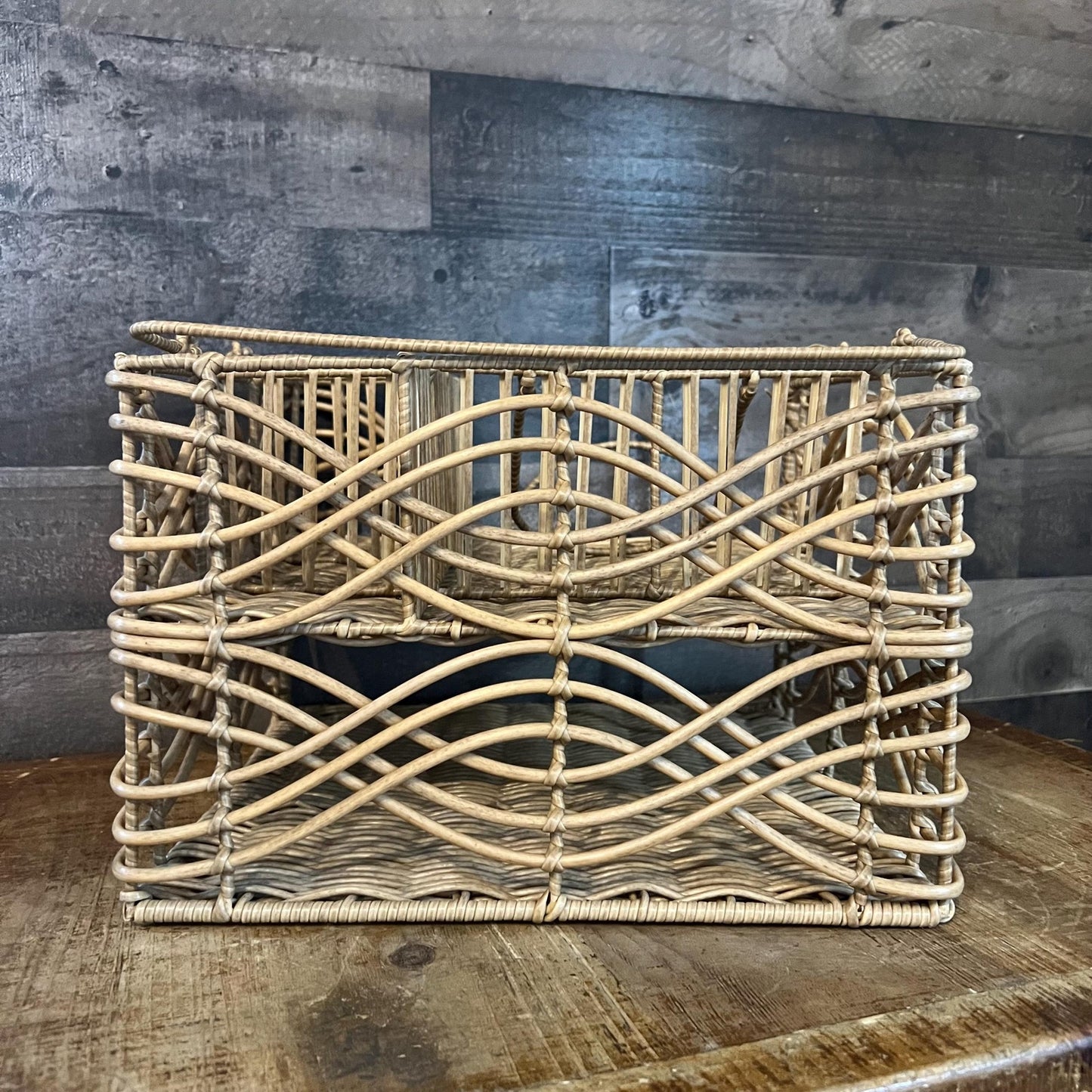 Woven Rattan Picnic Caddy