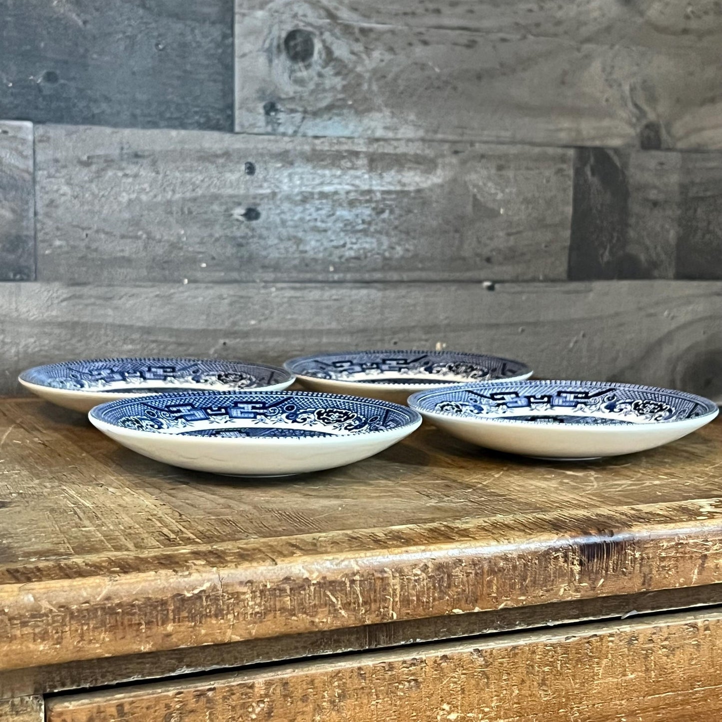 Churchill England Blue Willow Saucers - Blue and White Small Plates