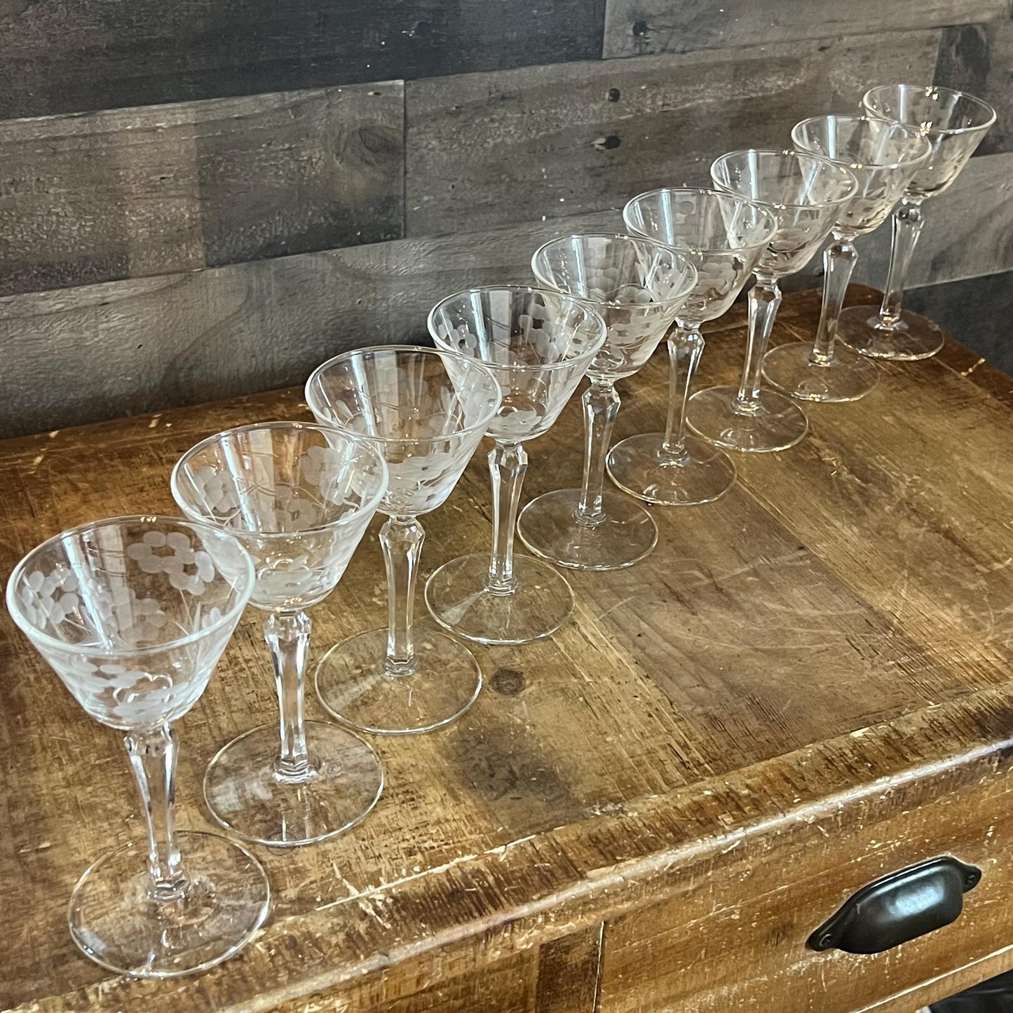 Libbey Glass Company Embassy Pattern Cocktail Glasses - Set of 9