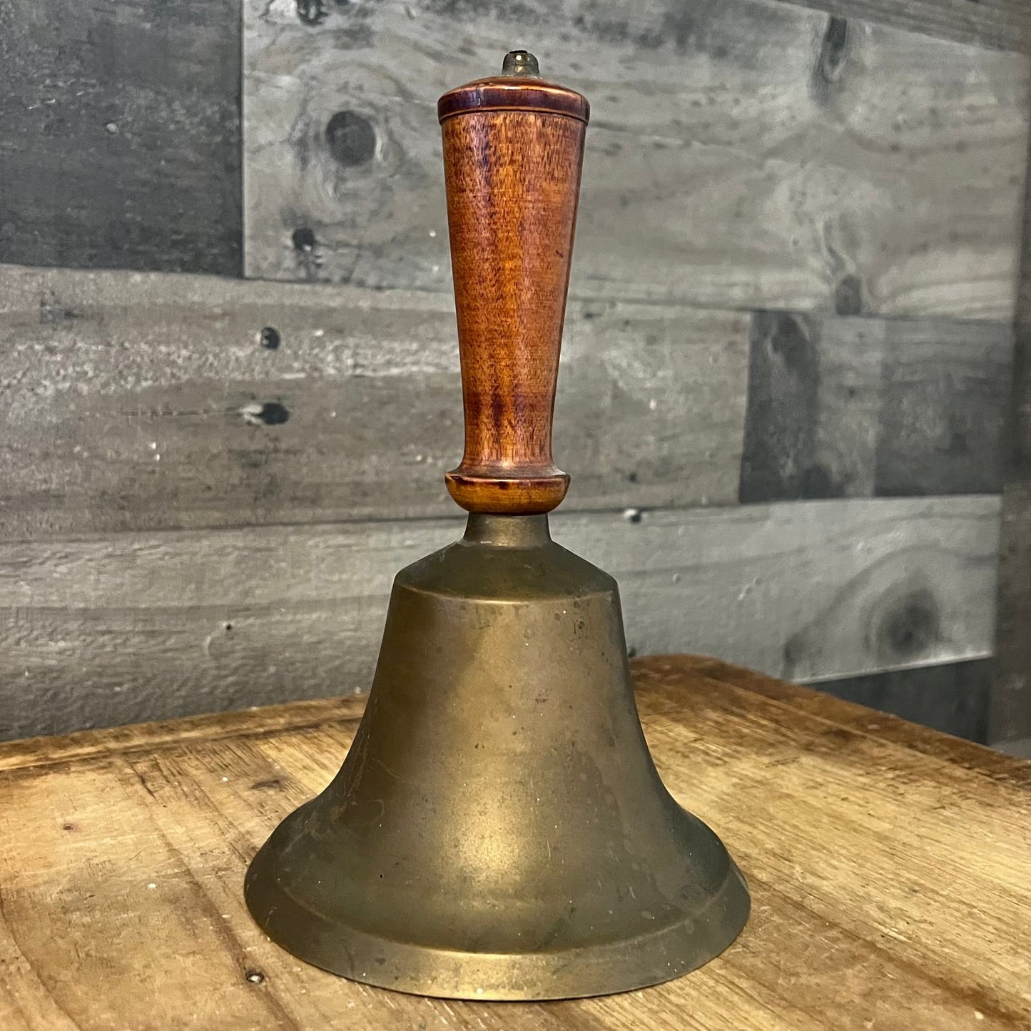 Vintage Brass Wooden Handle School Bell - Hand Bell