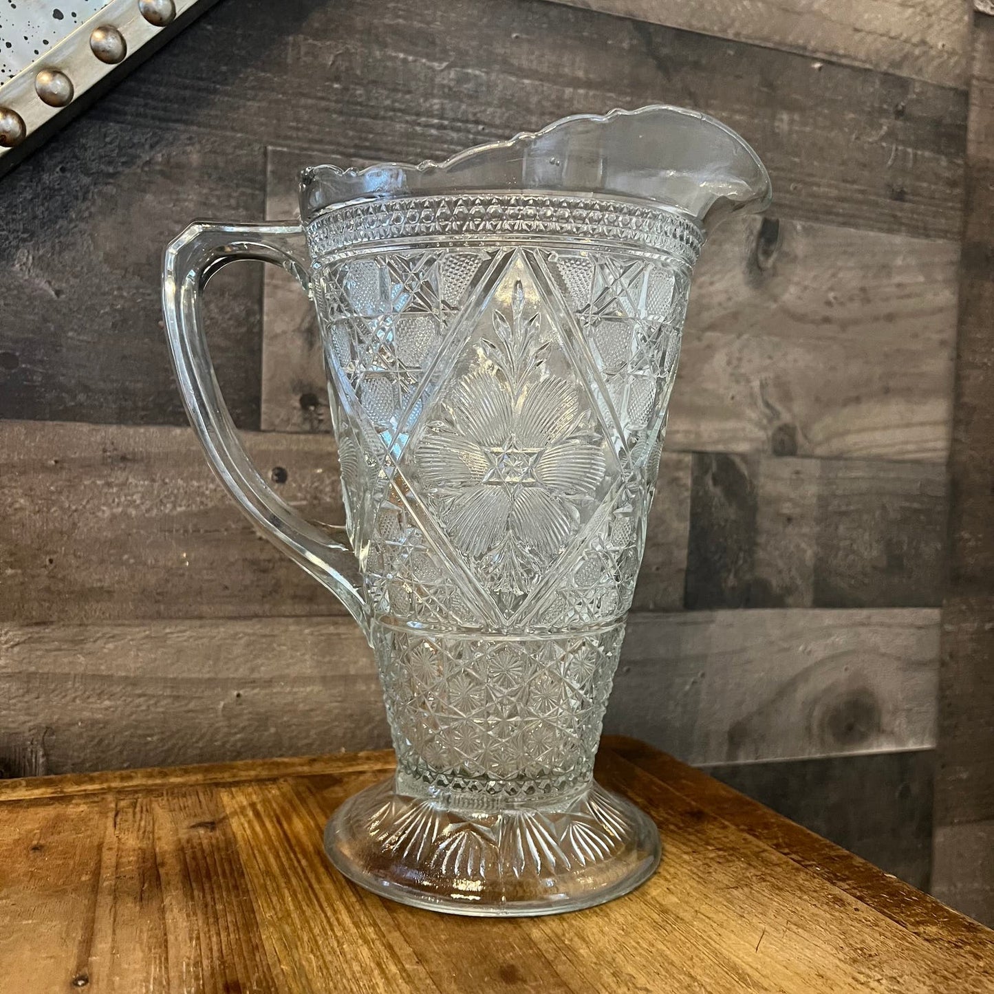 Vintage Rayed Flower EAPG Pitcher