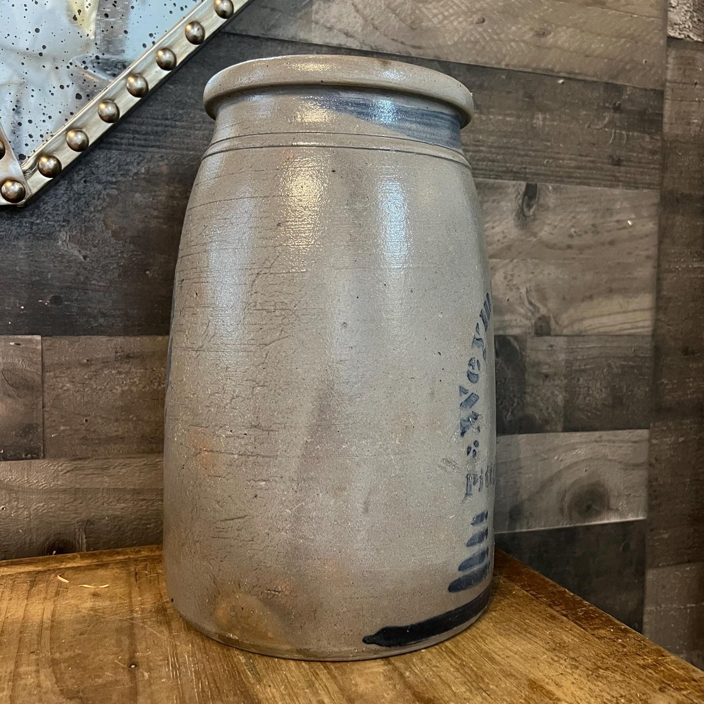 Antique Weyman & Bros Pittsburgh, PA Large Stoneware Crock Snuff Jar