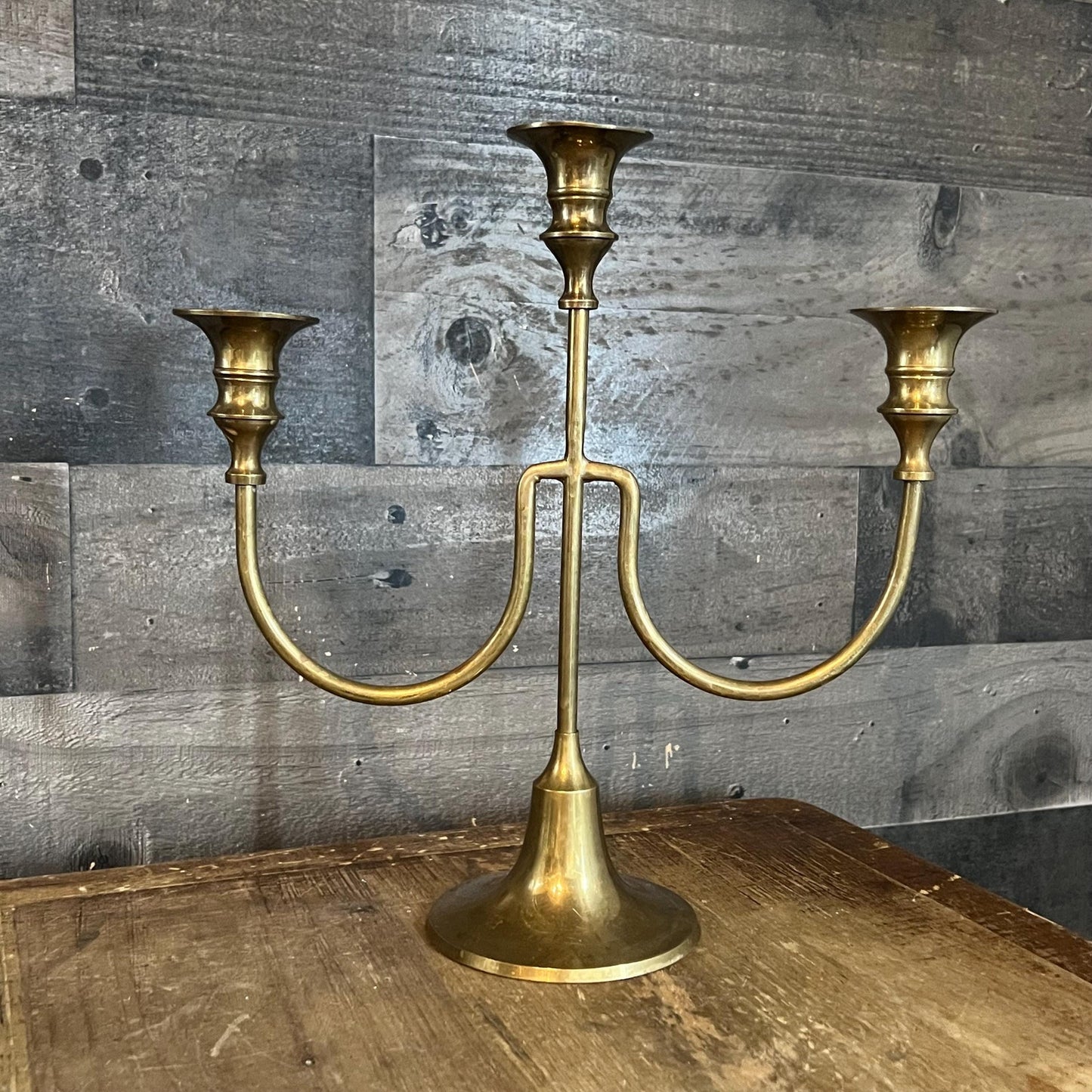 Vintage 3 Candle Brass Candlestick Holder Candelabra