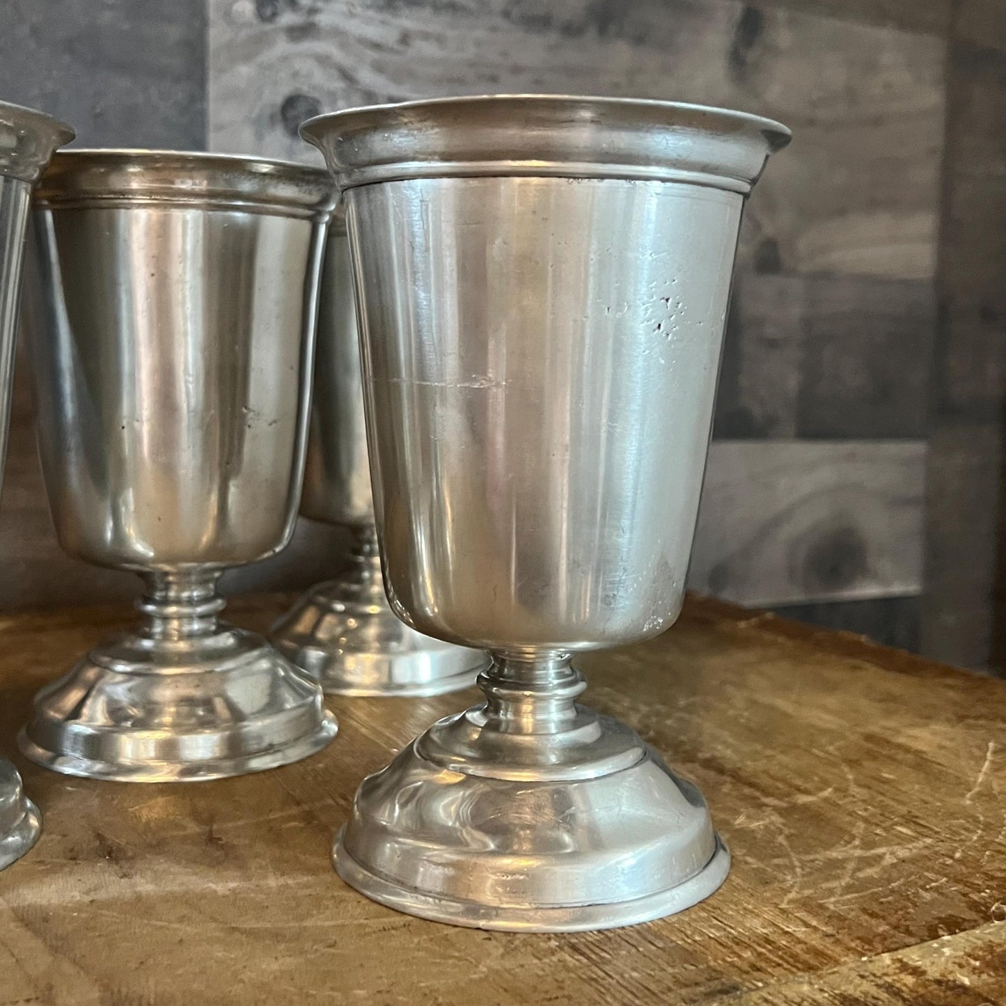 Vintage Pewter Short Stem Goblets - Set of 6