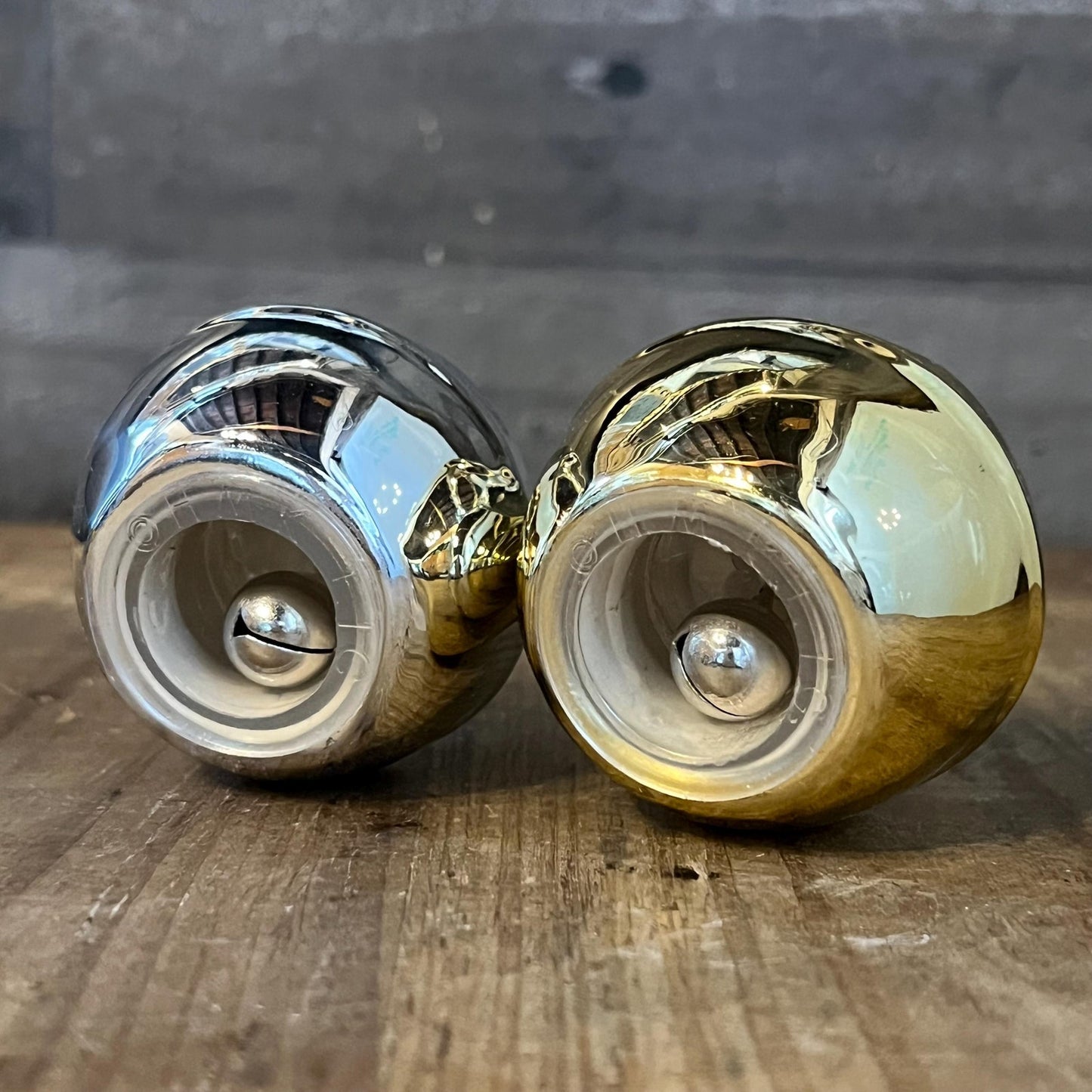 Vintage Hallmark Silver and Gold Jingle Bells Salt and Pepper Shakers
