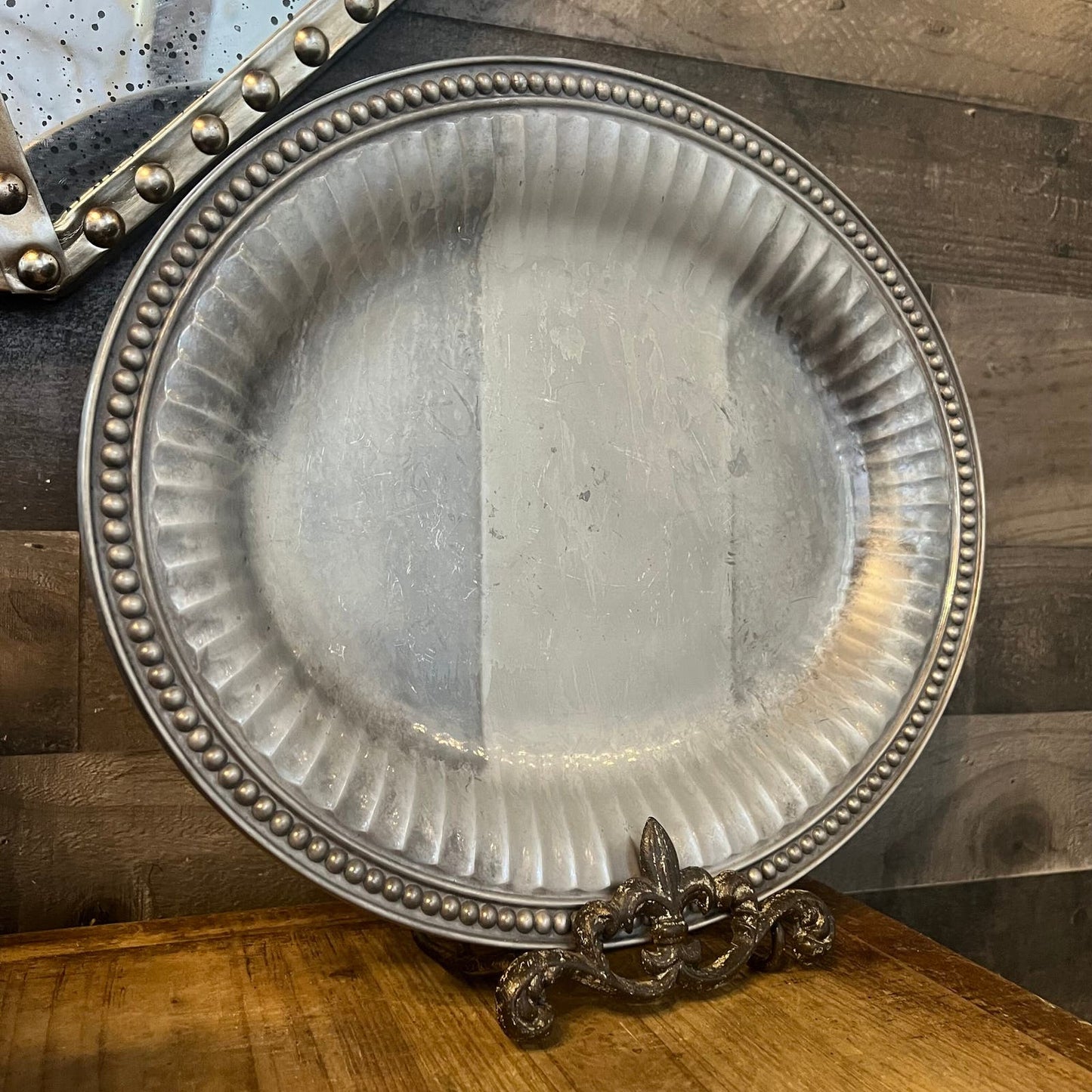 Wilton Armetale Flutes and Pearls Oval Serving Tray