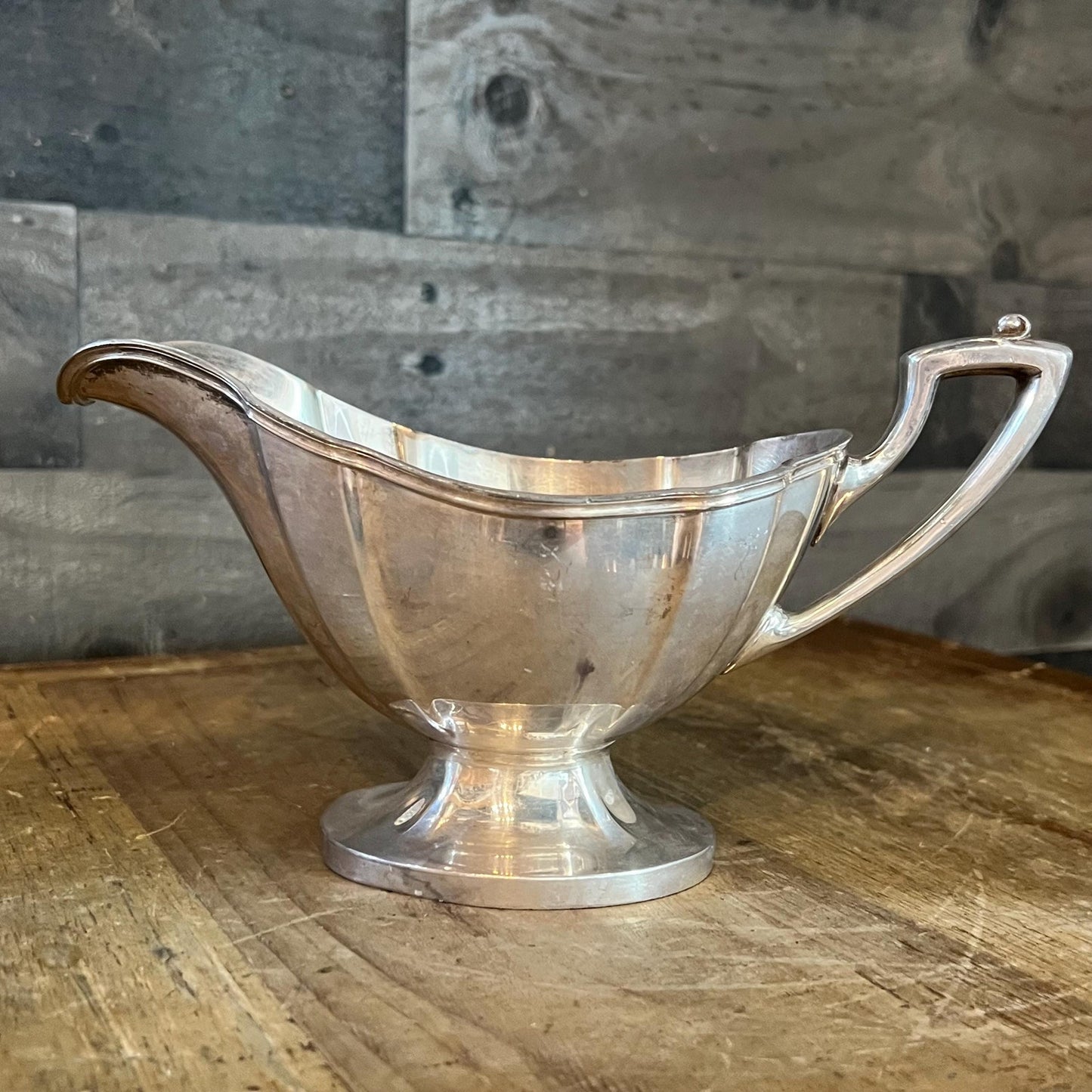 Vintage Silverplated Pedestal Gravy Boat - Sauce Server