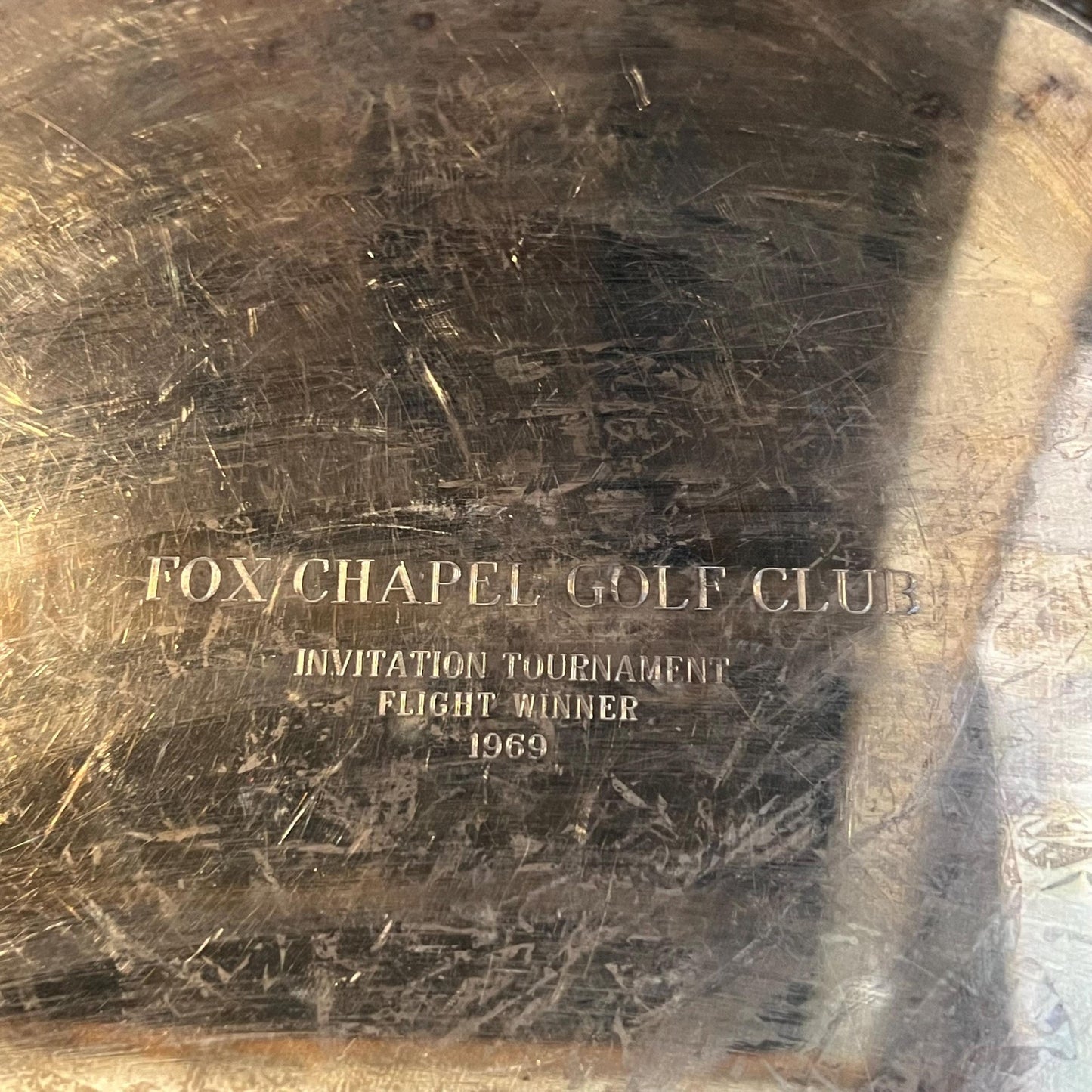 Vintage Lunt M-4 Silverplated Fox Chapel Golf Club Invitation Tournament Flight Winner 1969 Trophy Round Tray