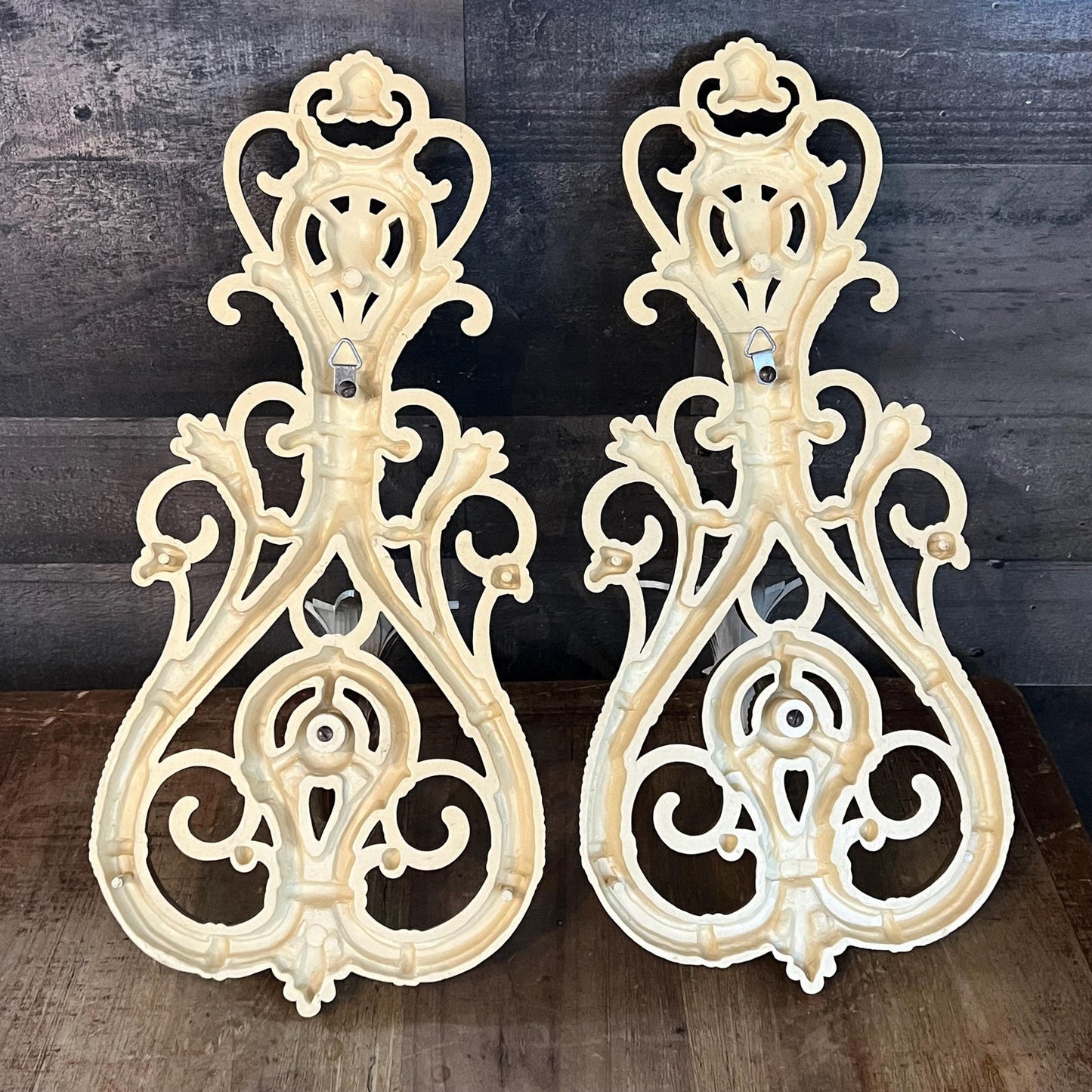Vintage Pair of Gold Tone Dart Industries Candlestick Holder Wall Sconces