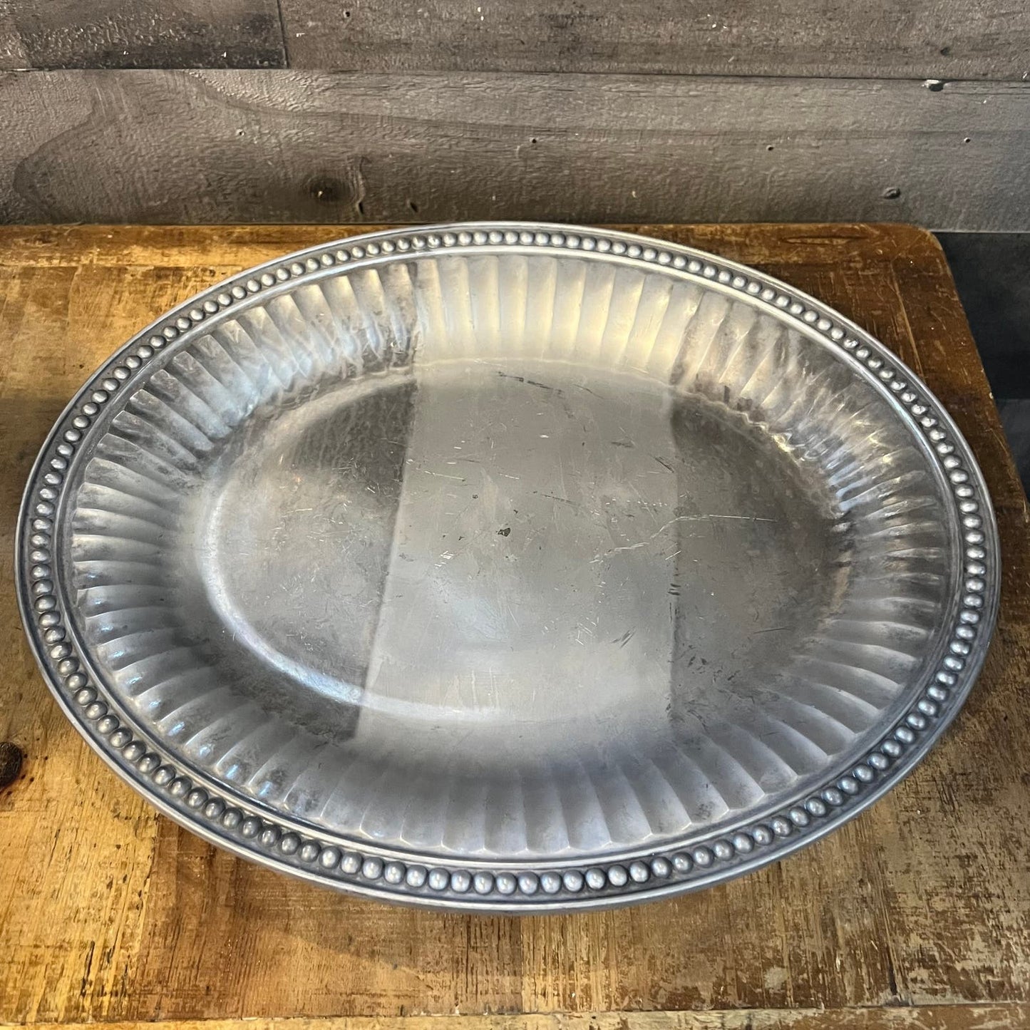 Wilton Armetale Flutes and Pearls Oval Serving Tray