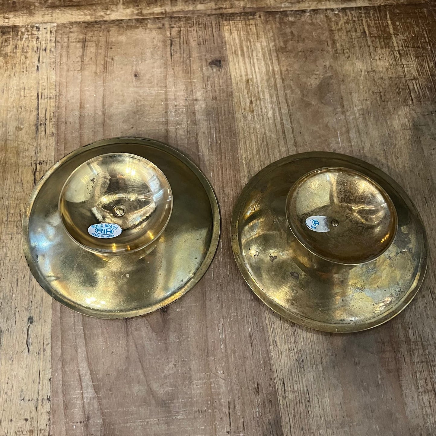 Pair of RIH Solid Brass Pillar Candle Holders