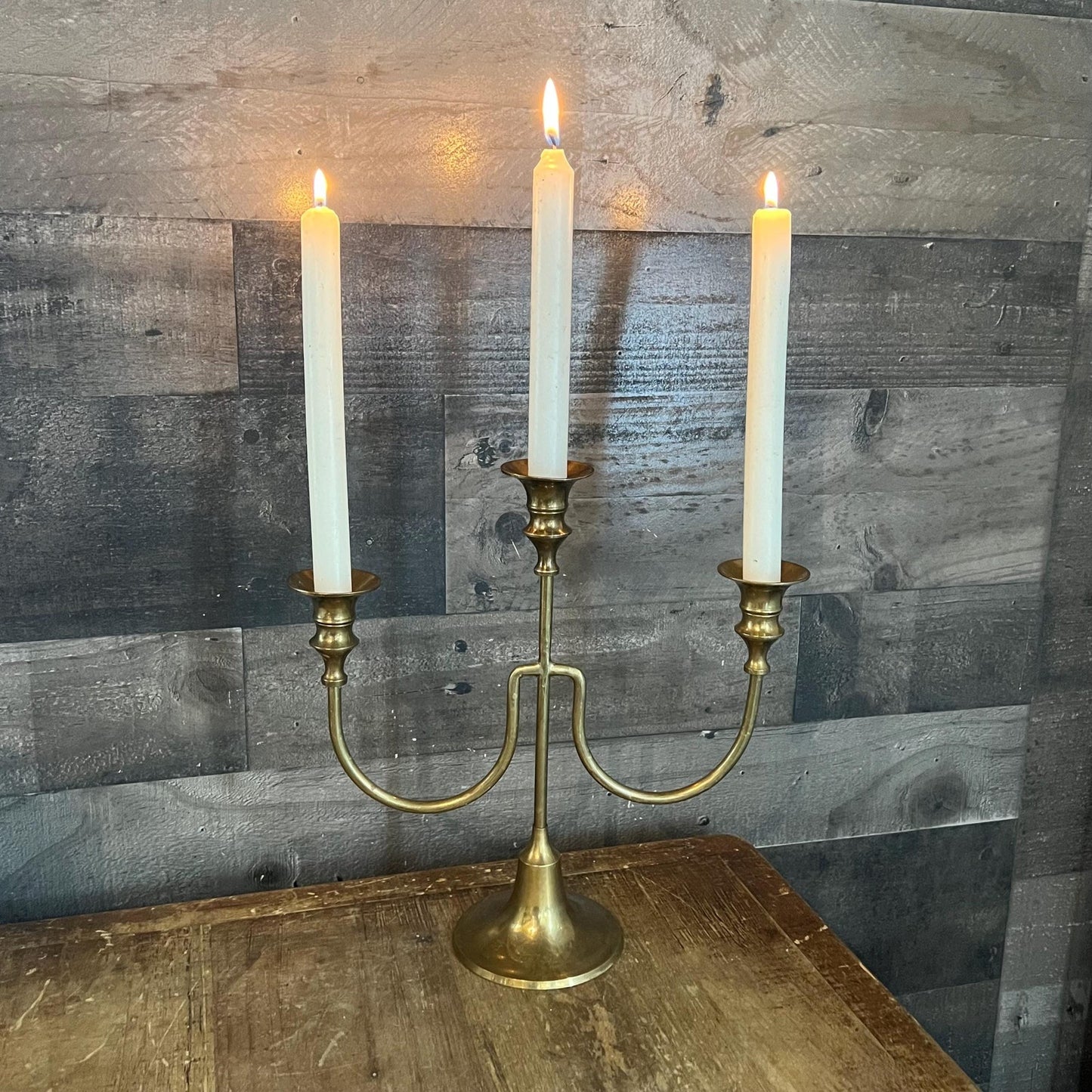 Vintage 3 Candle Brass Candlestick Holder Candelabra