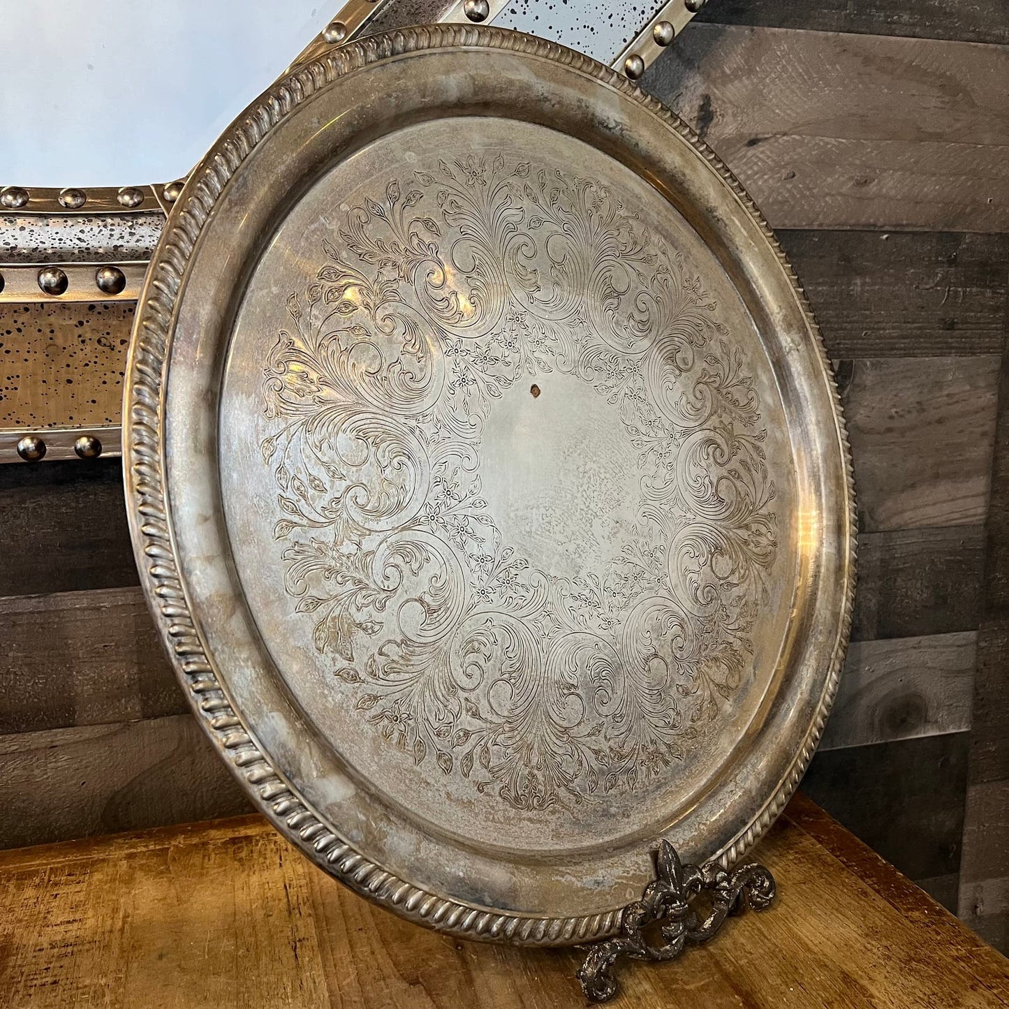 Large Vintage Silverplated Round Tray