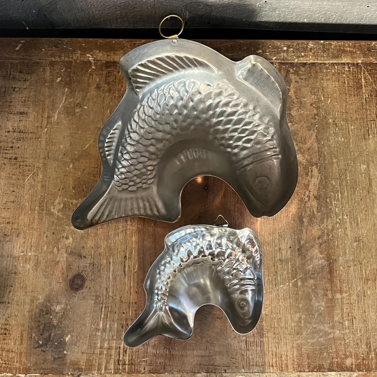Vintage Copper Big Fish Little Fish Wall Hanging Molds