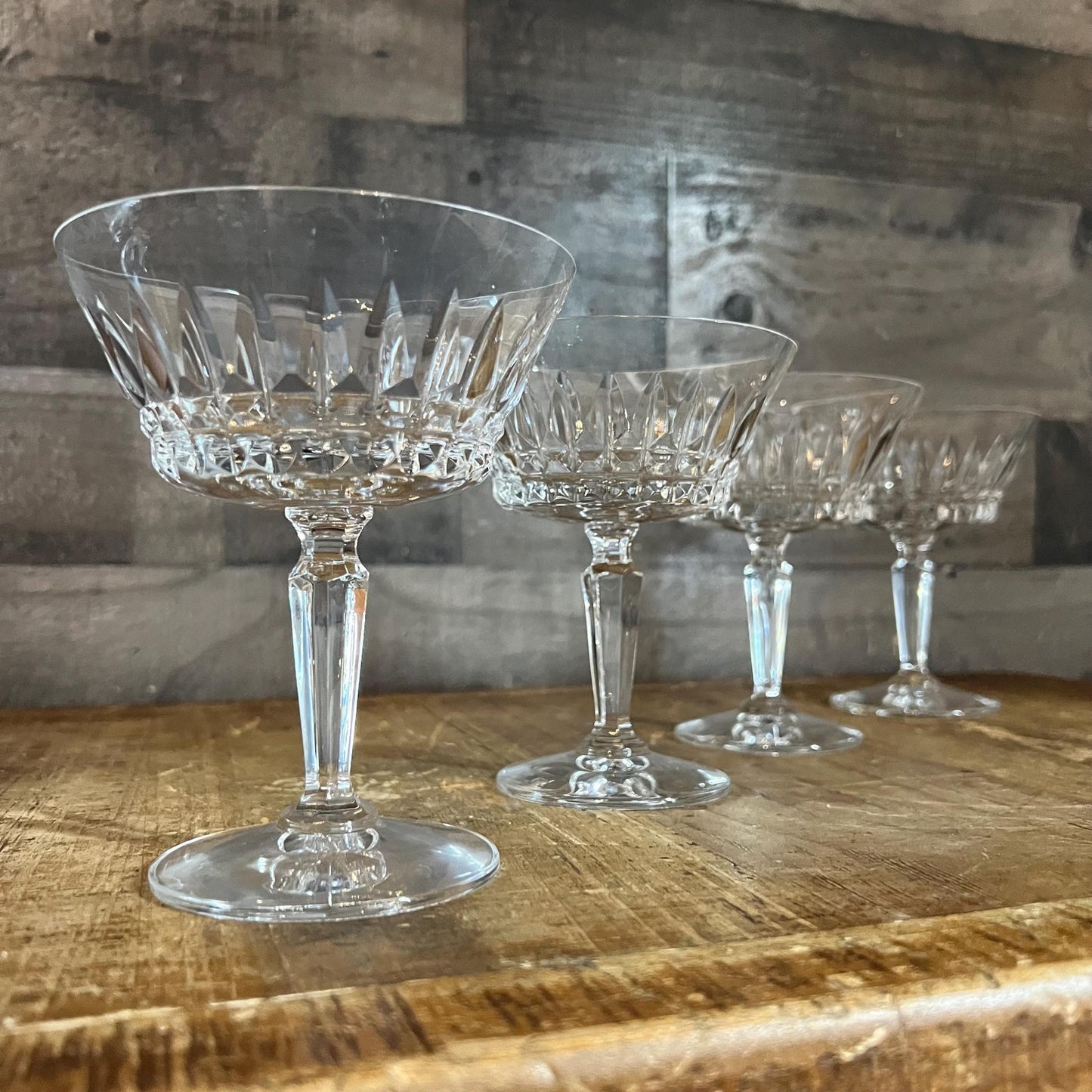 Mikasa Crystal Wimbledon Champagne Glasses - Cocktail Coupes - Tall Sherbet Glasses - Set of 4
