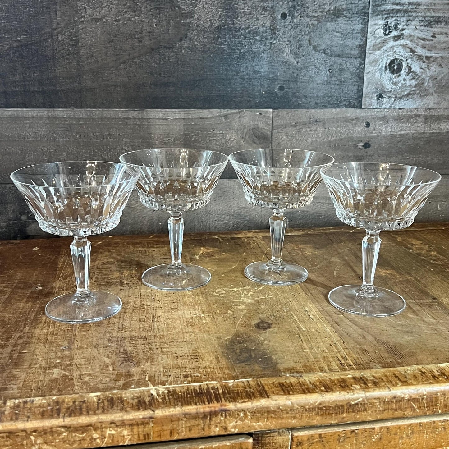 Mikasa Crystal Wimbledon Champagne Glasses - Cocktail Coupes - Tall Sherbet Glasses - Set of 4