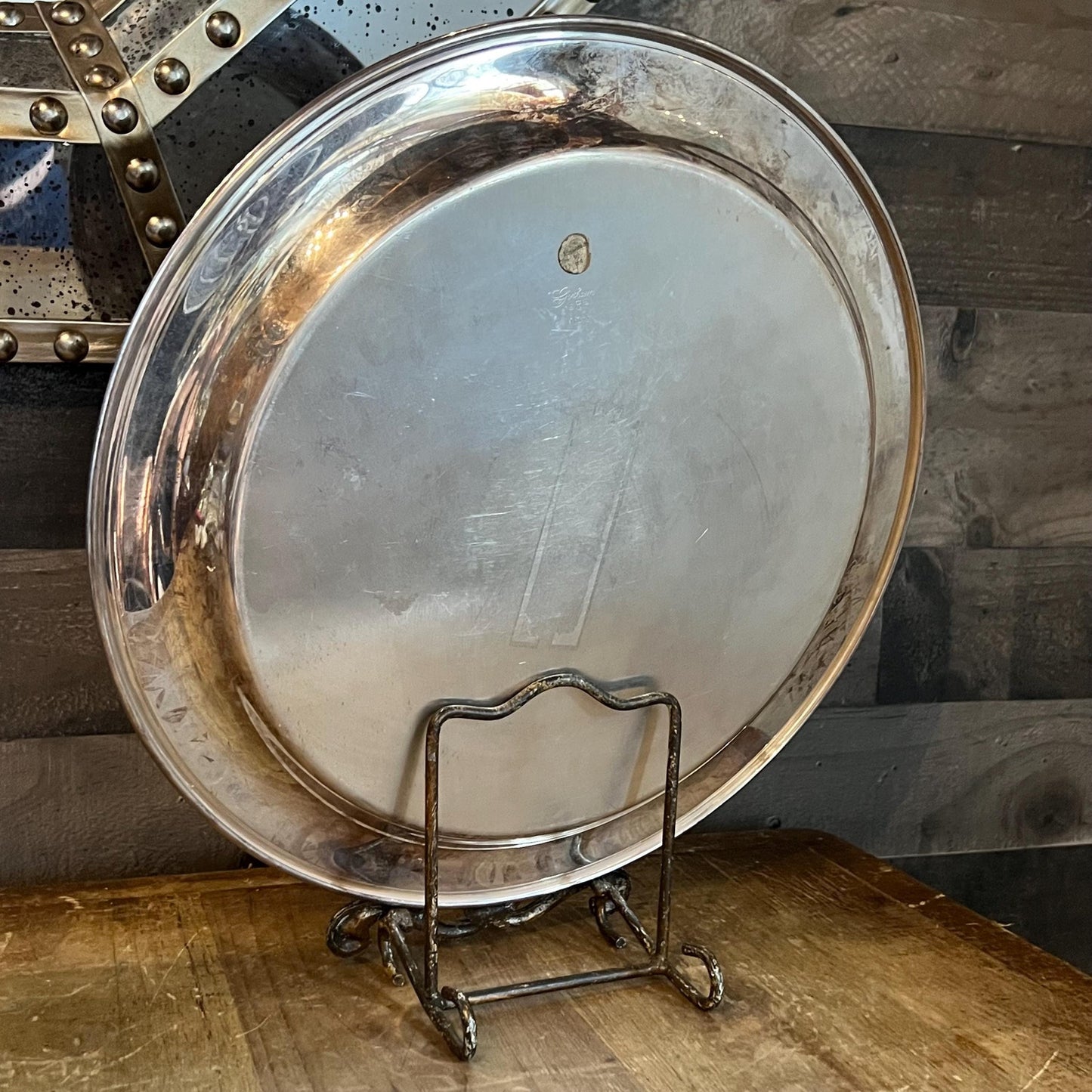 Vintage Gorham Round Silverplated Serving Tray - Platter - YC455