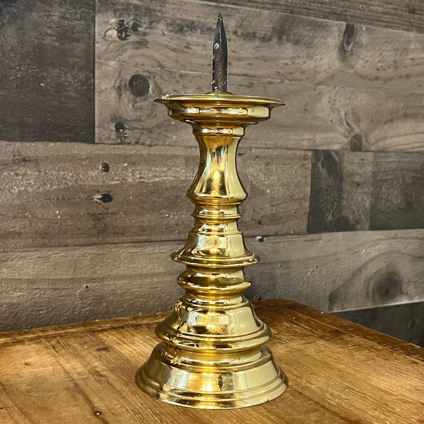 Virginia MetalCrafters Colonial Williamsburg Brass Pillar Spike Candle Holder