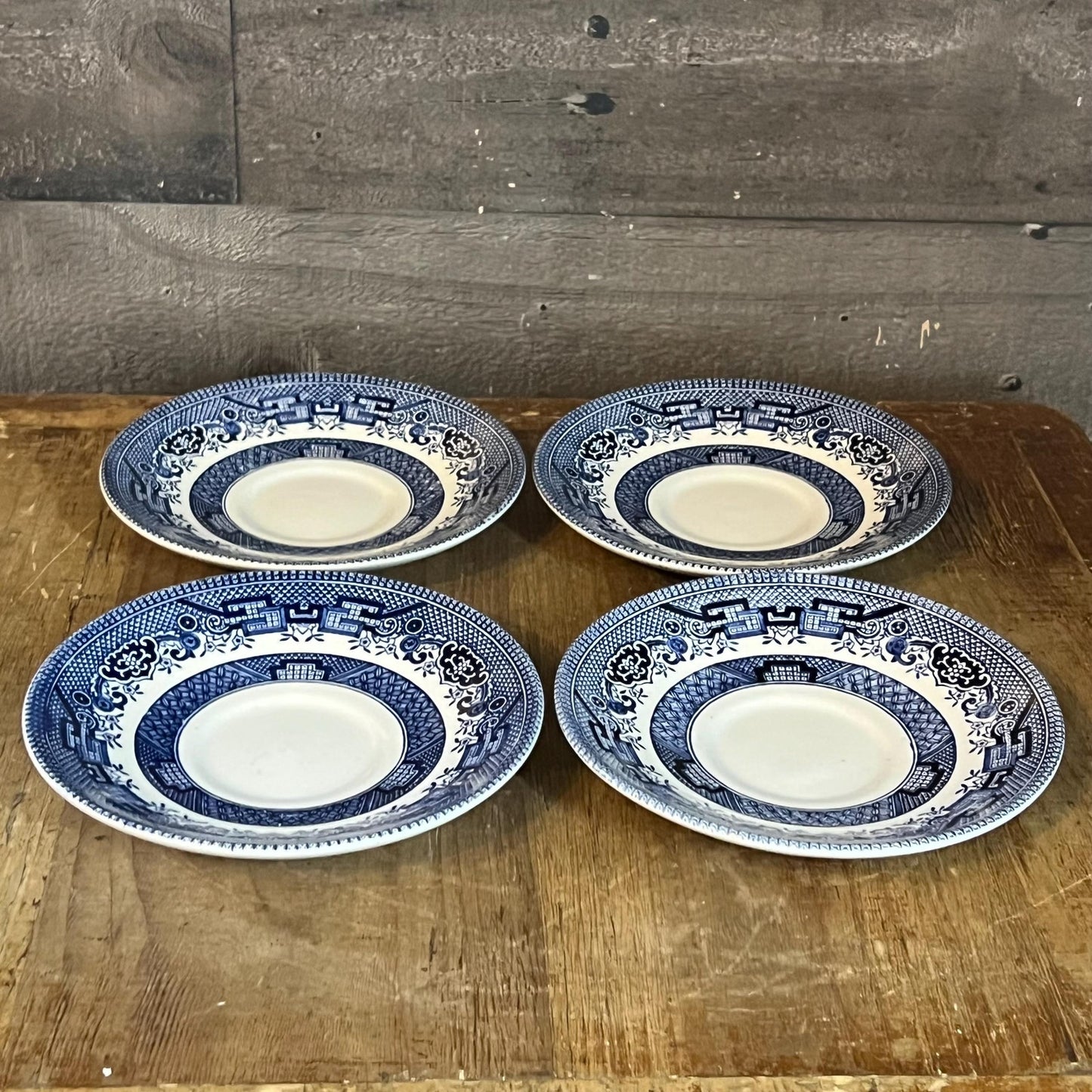Churchill England Blue Willow Saucers - Blue and White Small Plates