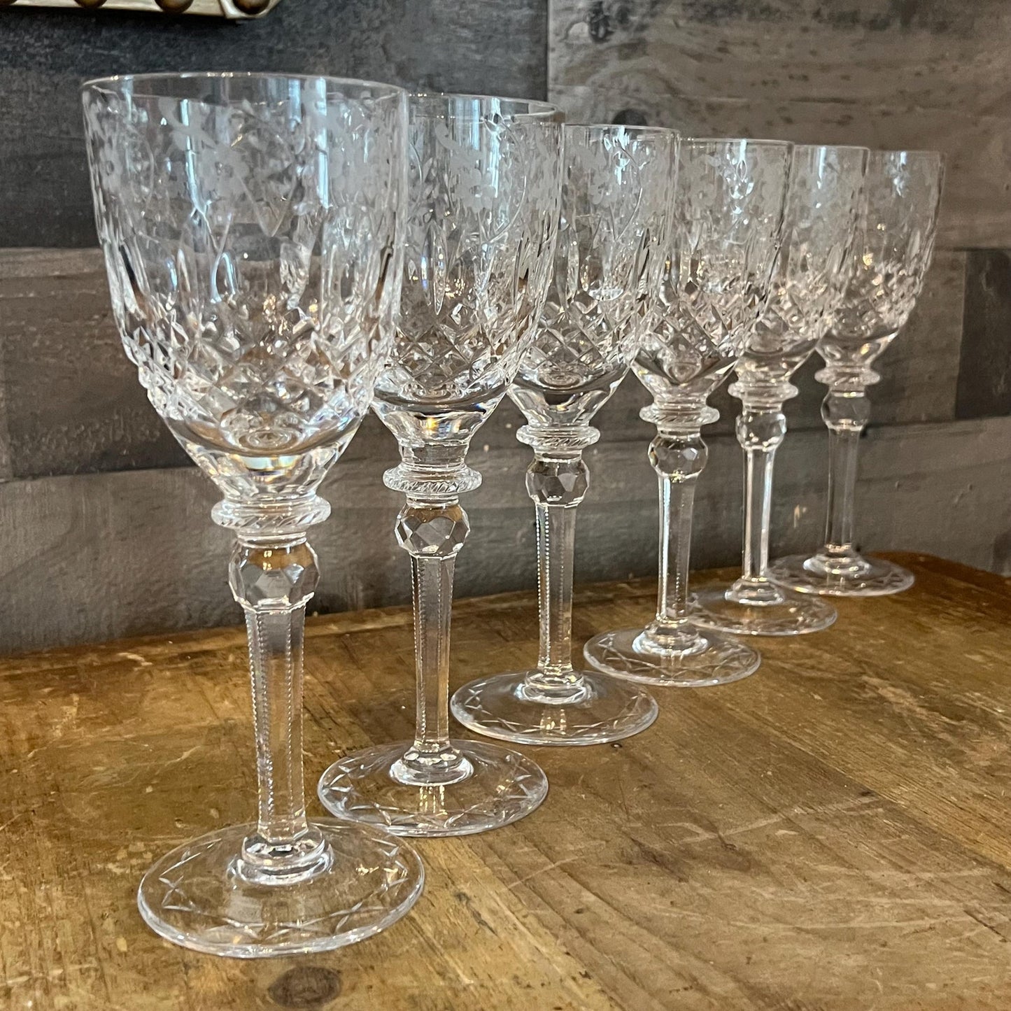 Vintage Rogaska Crystal Gallia Pattern Wine Glasses - Set of 6