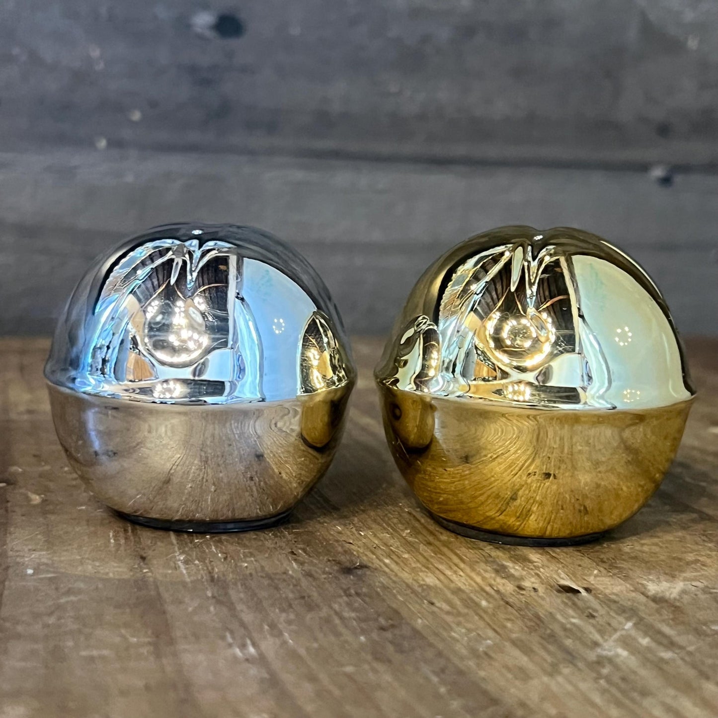 Vintage Hallmark Silver and Gold Jingle Bells Salt and Pepper Shakers